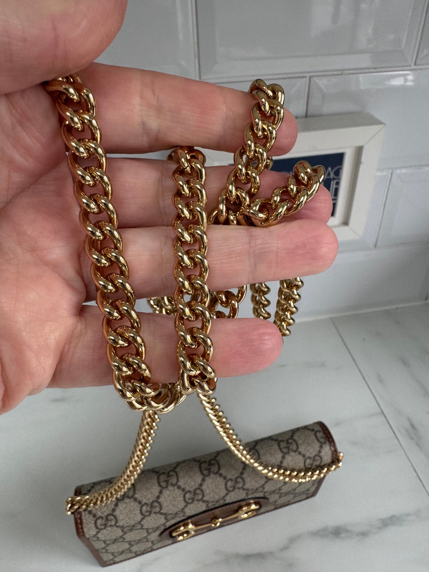 Gucci Horsebit Wallet on Chain - Brown and Beige
