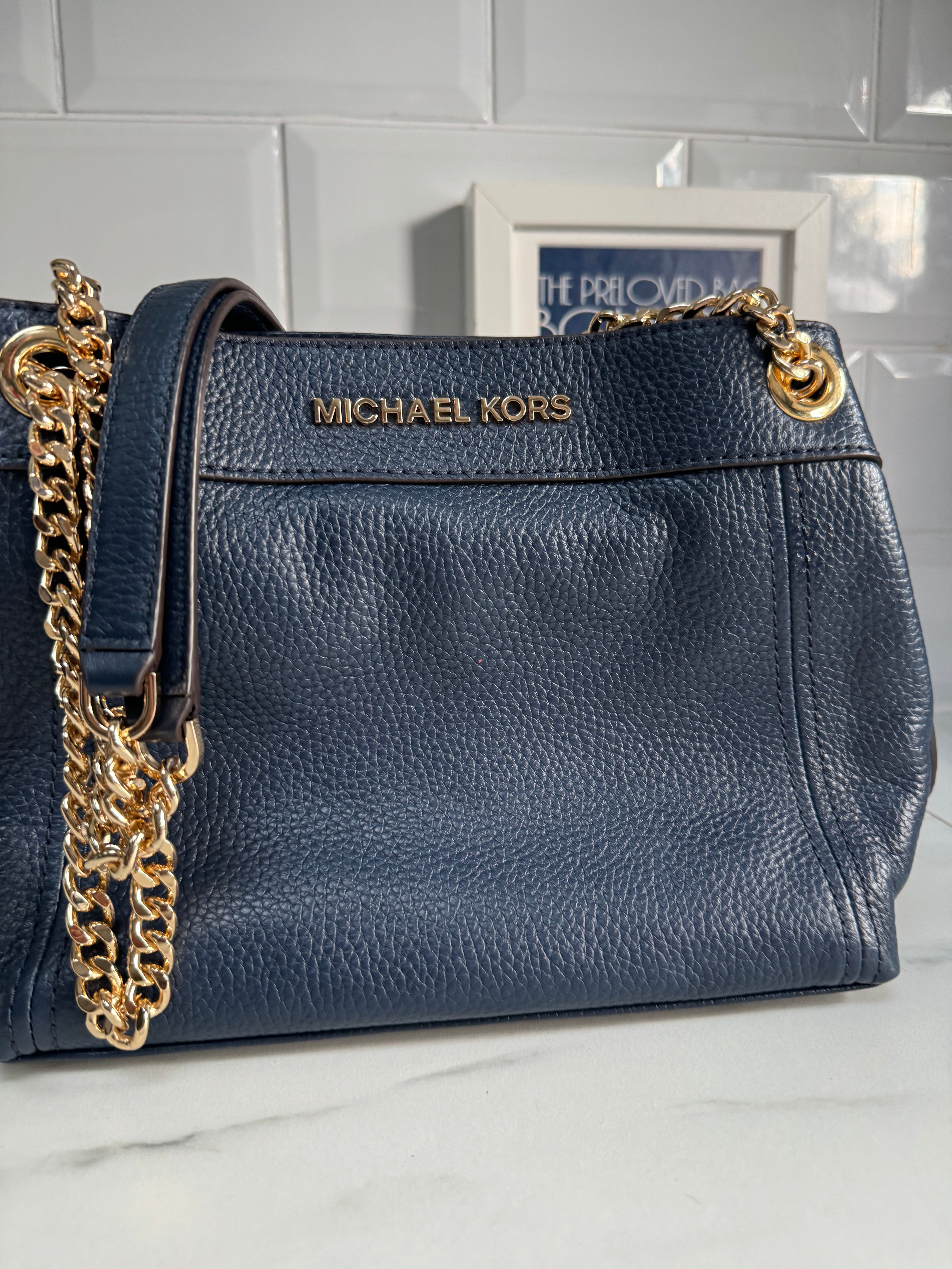 Michael kors blue purse on sale