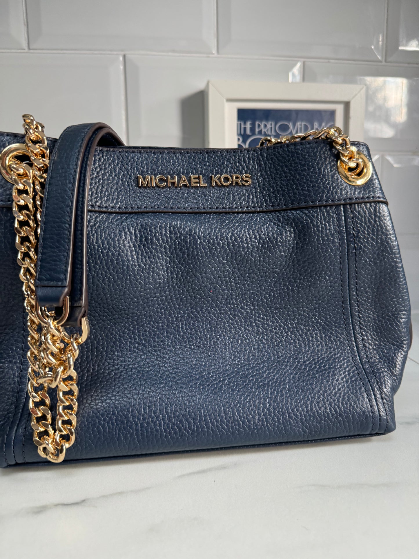 Michael Kors Jet Set Medium Shoulder Bag - Navy Blue