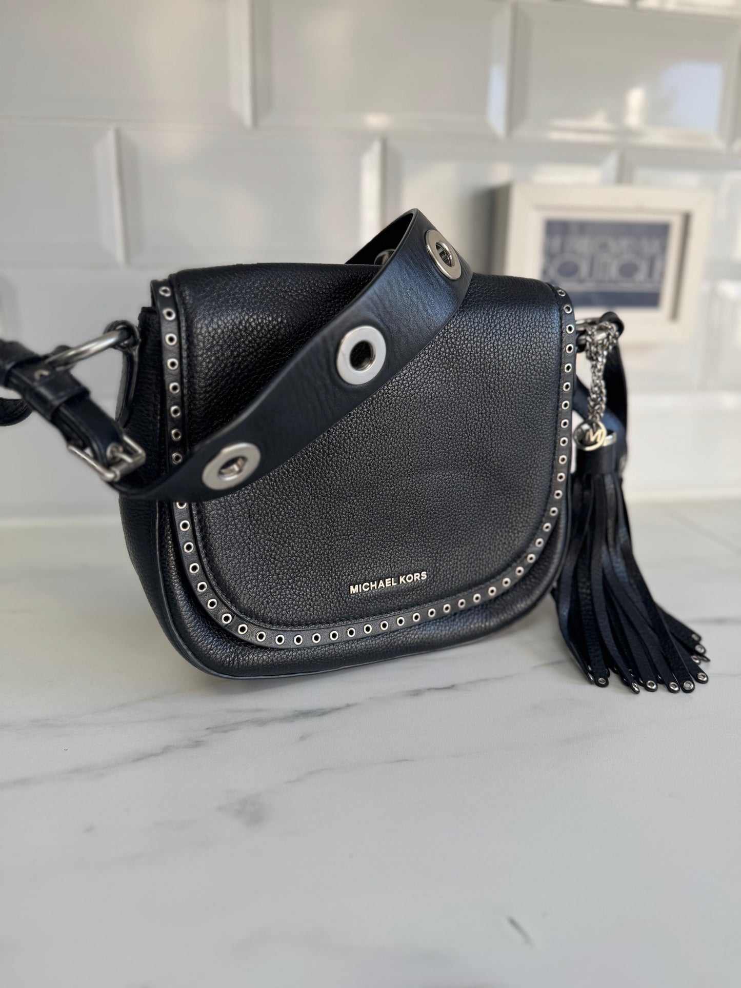 Michael Kors Brooklyn Saddle Bag - Black