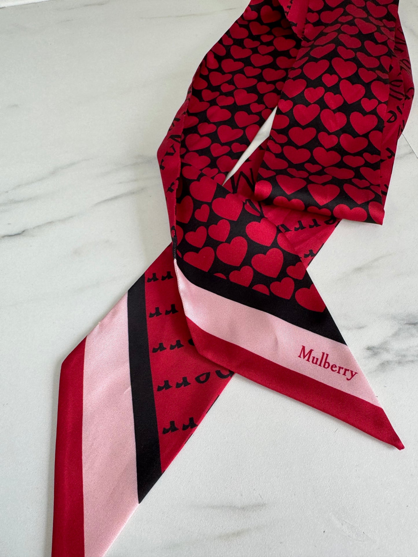 Mulberry Twilly - Black, Red and Pink