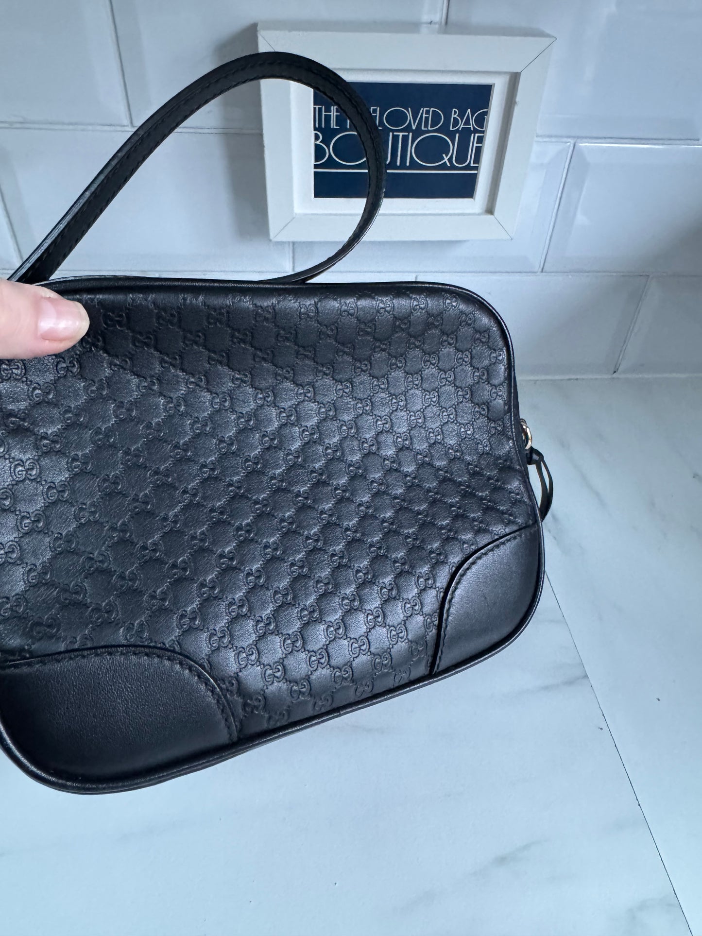 Gucci Micro Guccissima Bree Cross Body Bag - Black