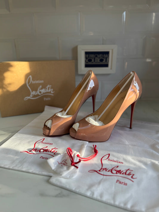 Christian Louboutin New Very Privé 120mm Open Toe Pumps - Nude