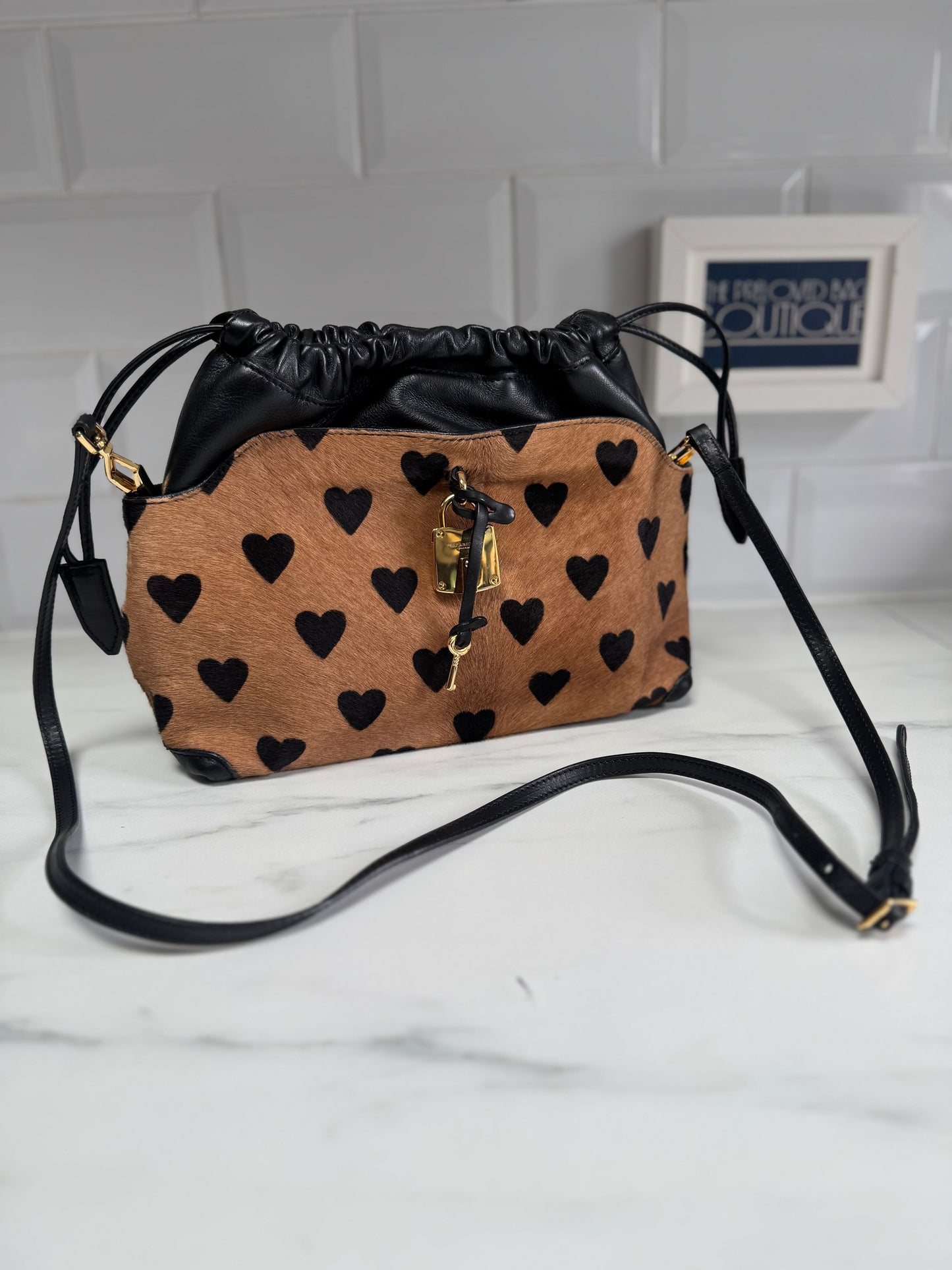 Burberry Little Crush Heart & Lock Bag - Brown and Black