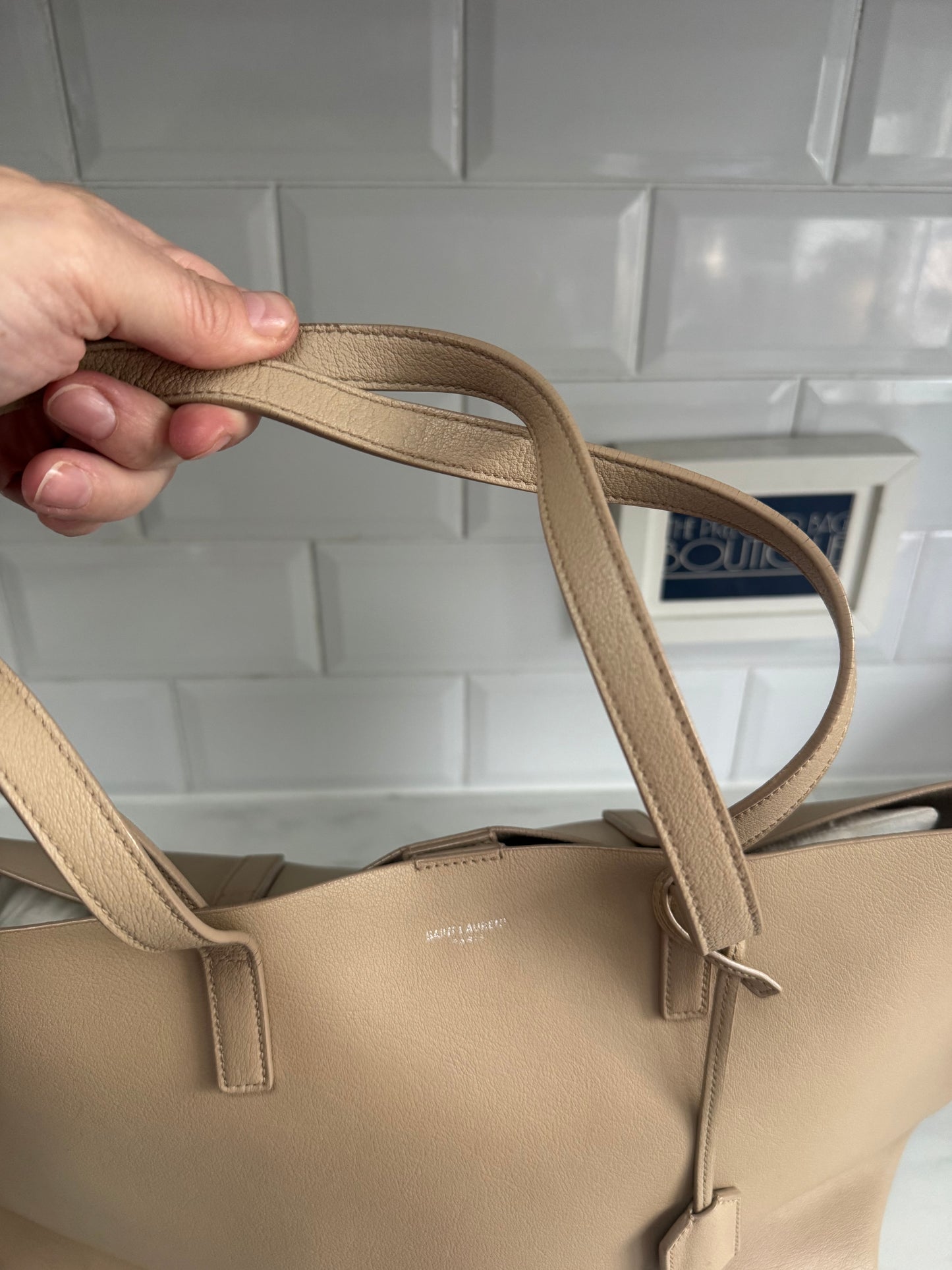 Saint Laurent East West Shopper Tote - Beige