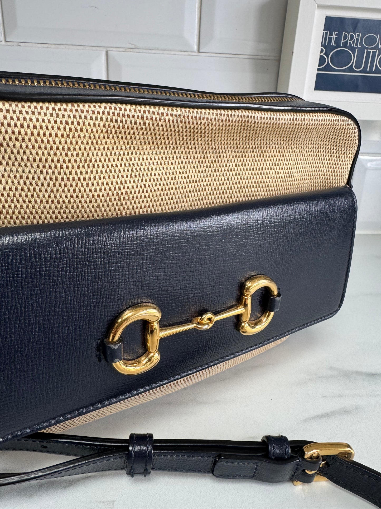 Gucci 1955 Flap Pocket Camera Bag - Beige, Navy