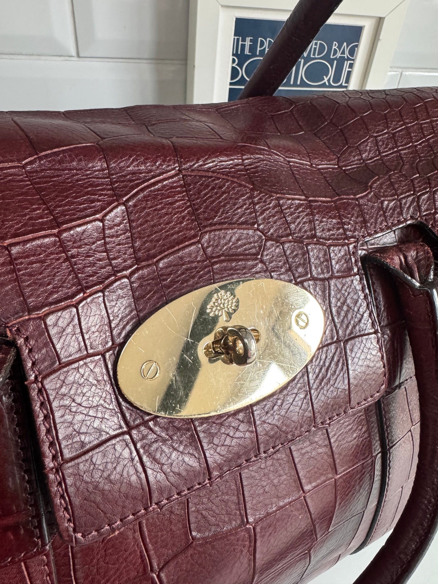 Mulberry Bayswater - Oxblood Croc Embossed