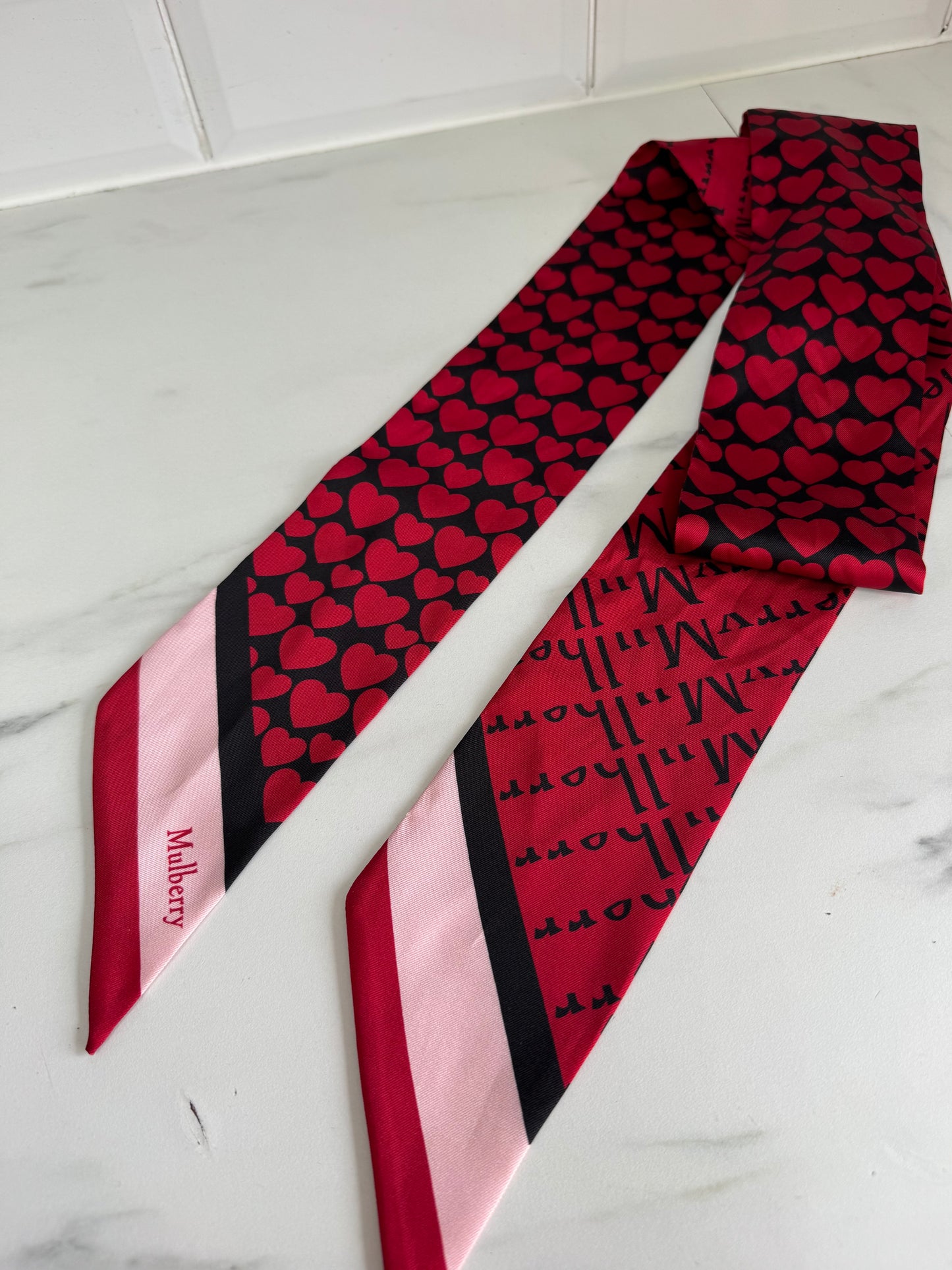 Mulberry Twilly - Black, Red and Pink