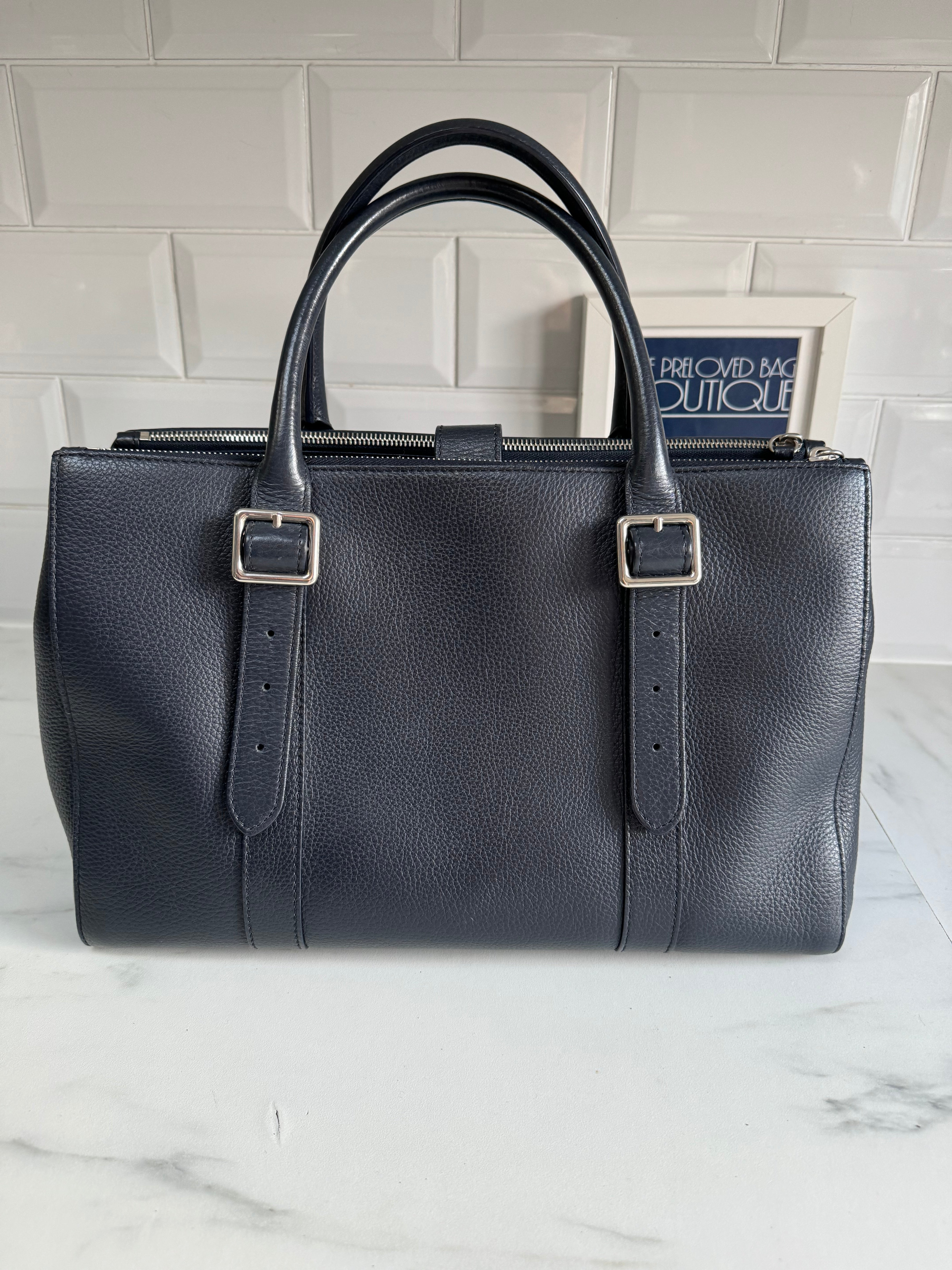 Mulberry Large Double Zipped Tote Midnight Blue The Preloved