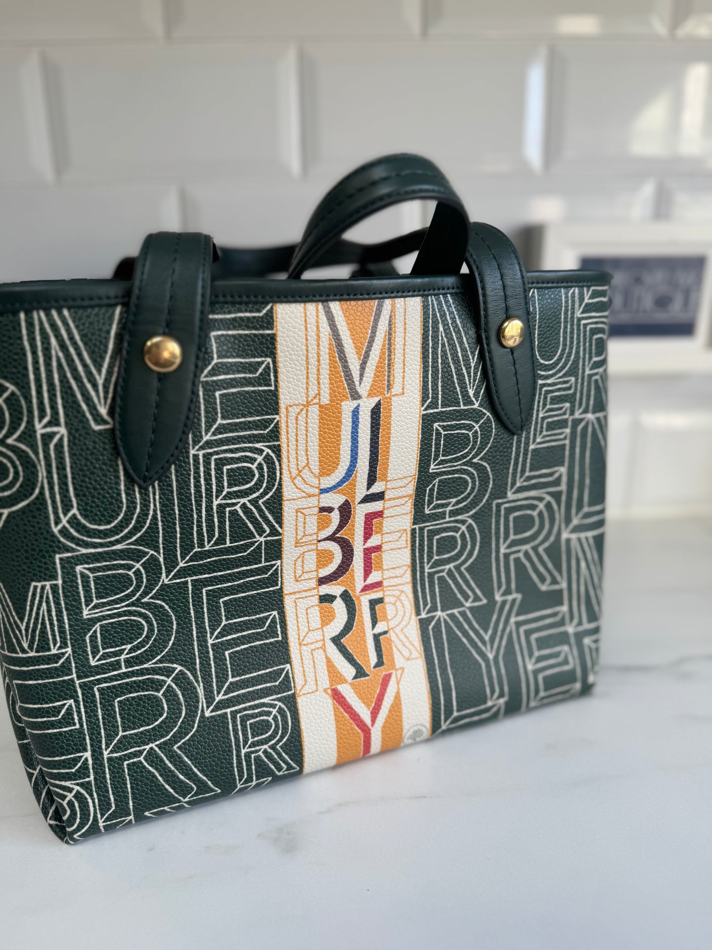 Mulberry Eco Scotchgrain Typography Tote - Multicolour