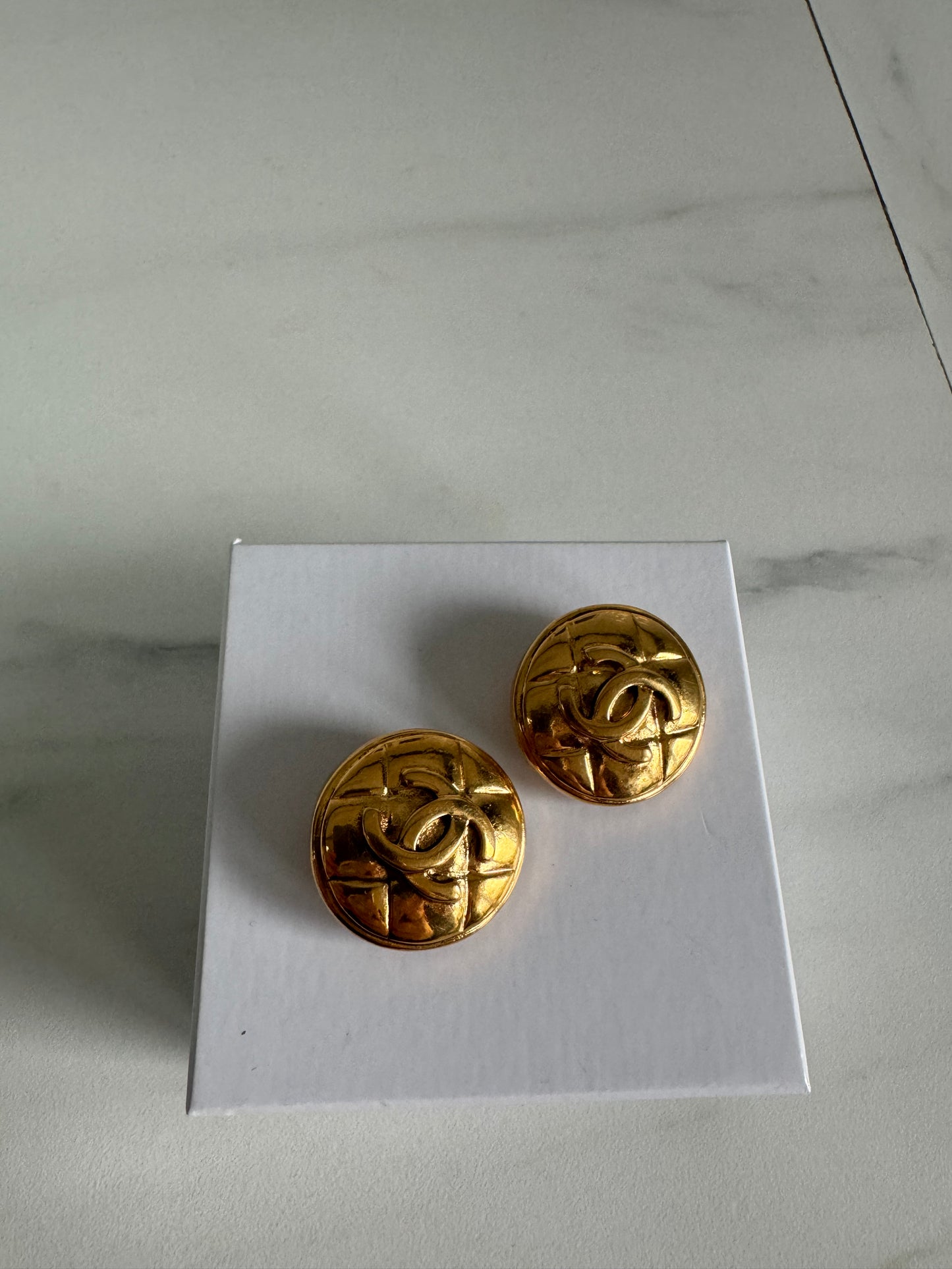 Chanel CC Quilted Clip on Earrings - gold plated