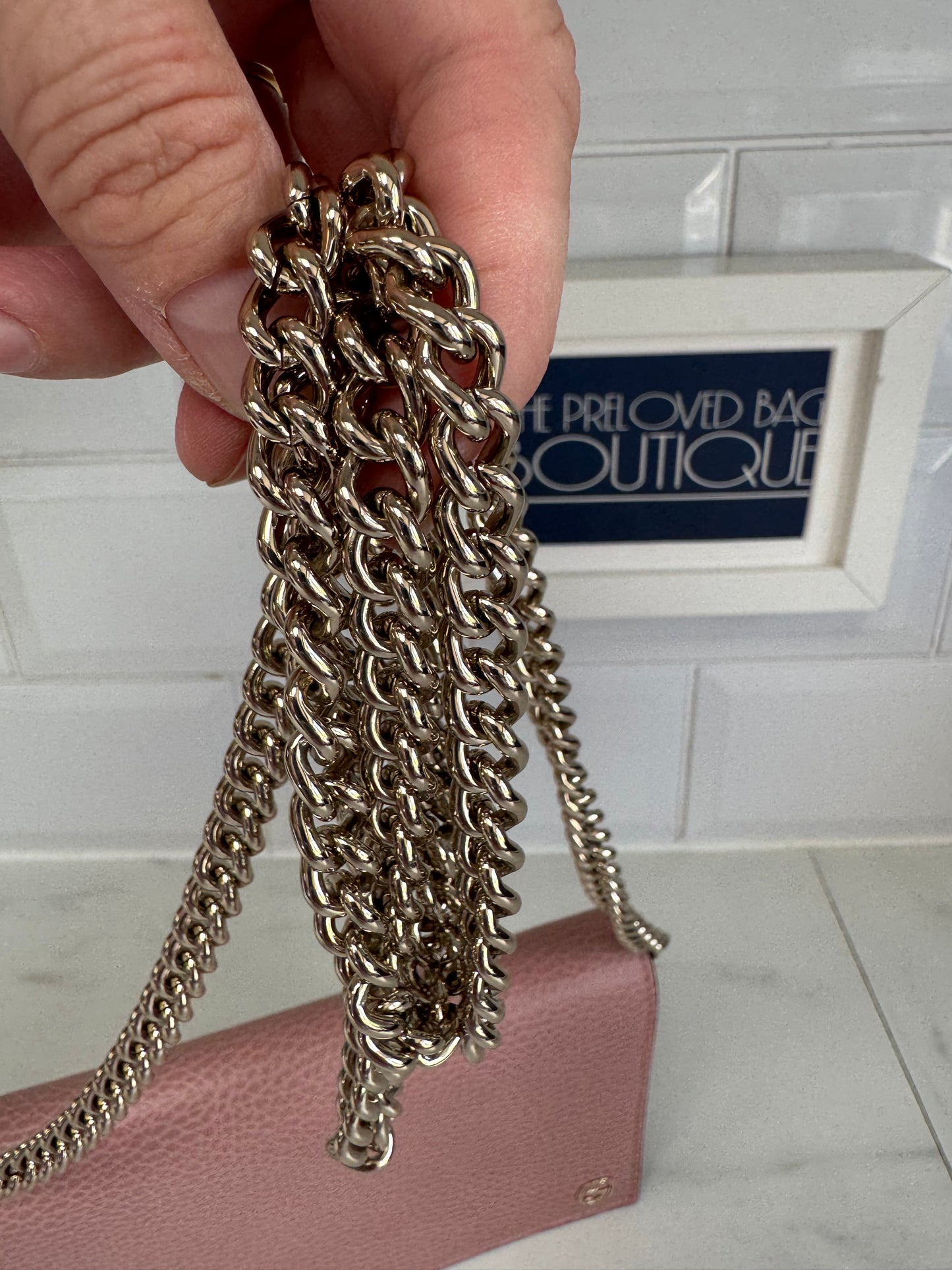 Gucci Dollar Medium Betty Chain Wallet - Pink