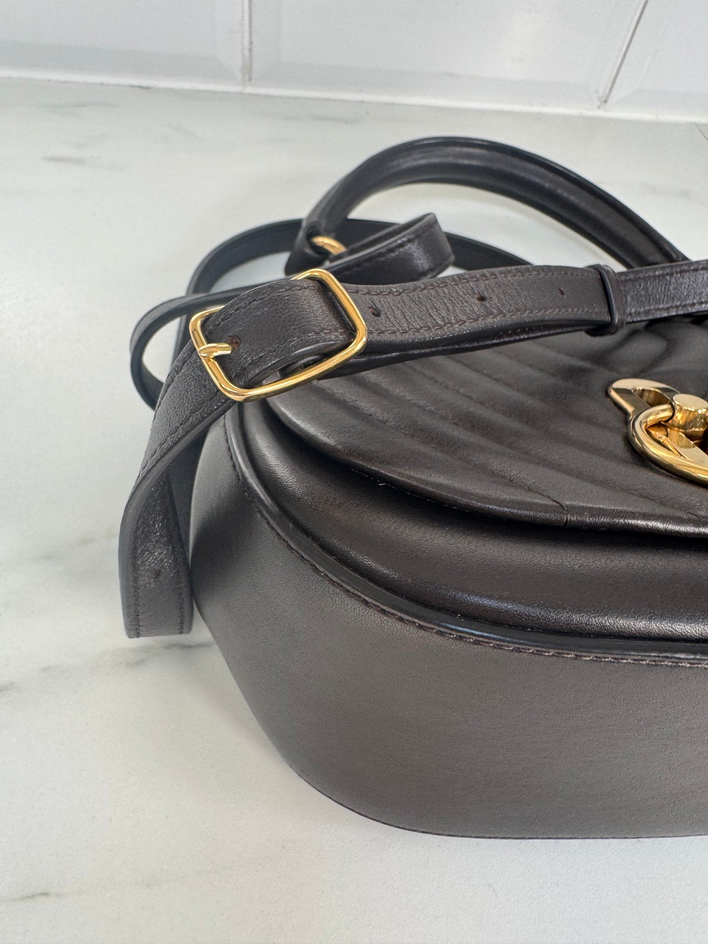 Mulberry Small Amberley Quilted Heart Satchel - Chocolate