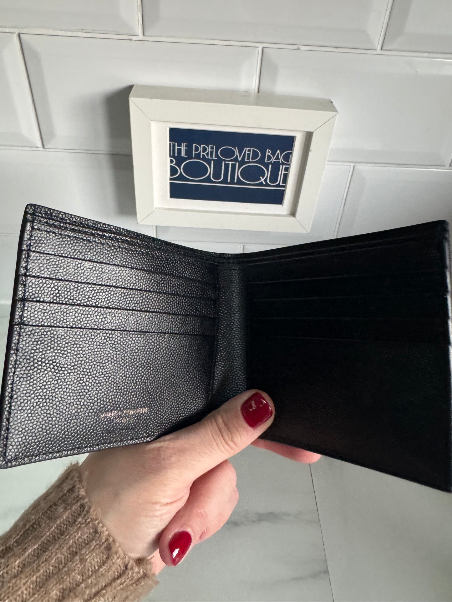 Saint Laurent (YSL) Monogram Bifold Card Holder/Wallet - Black