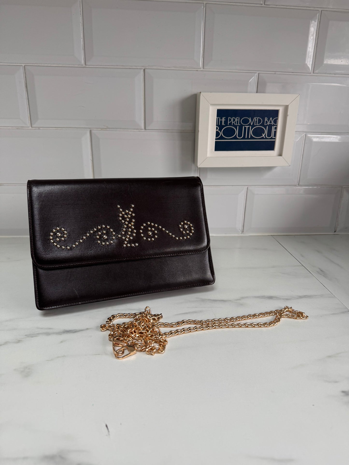 Yves Saint Laurent - Vintage Clutch with Studs - Brown