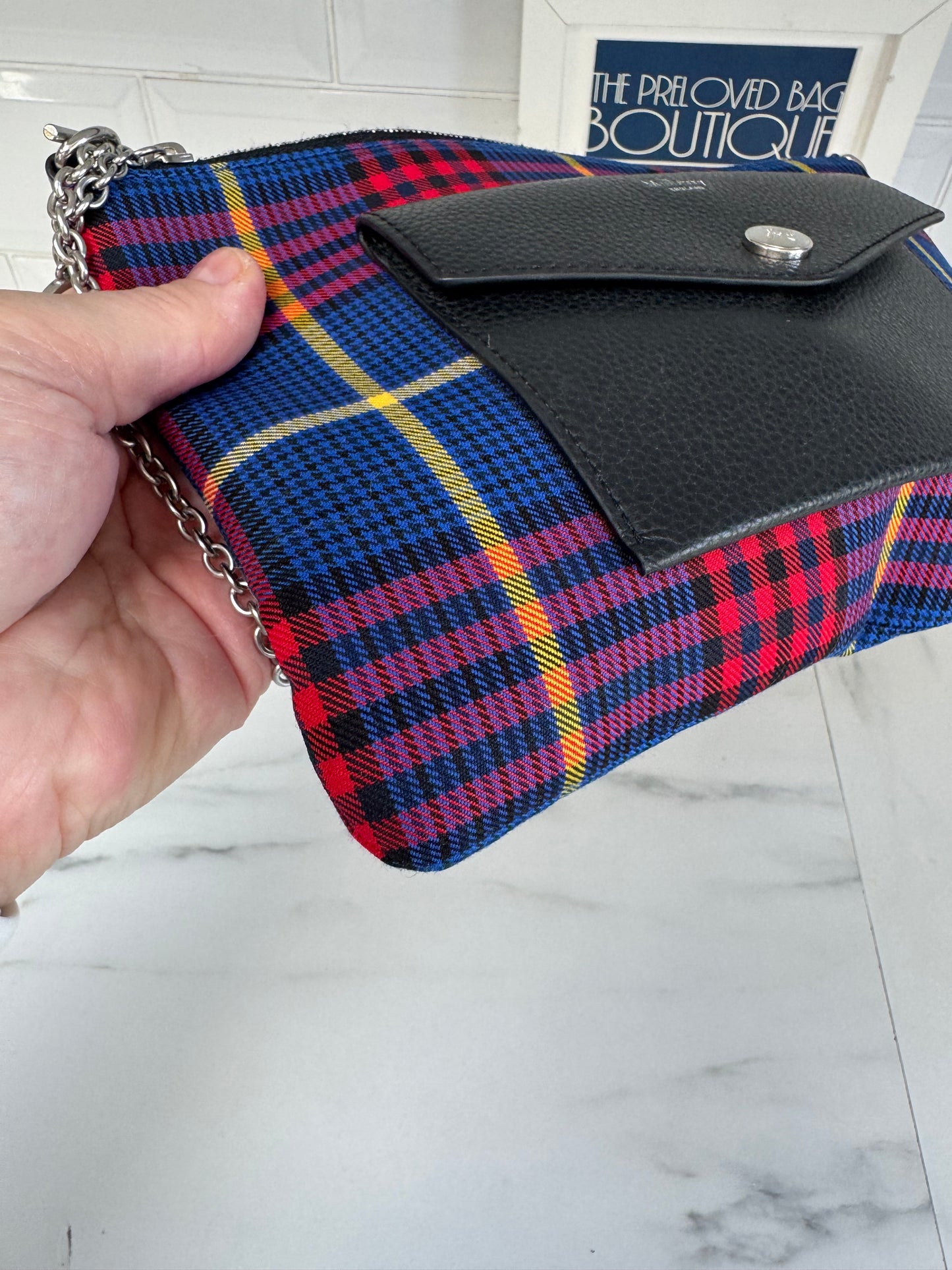 Mulberry Tartan Pouch - Blue Yellow and Red