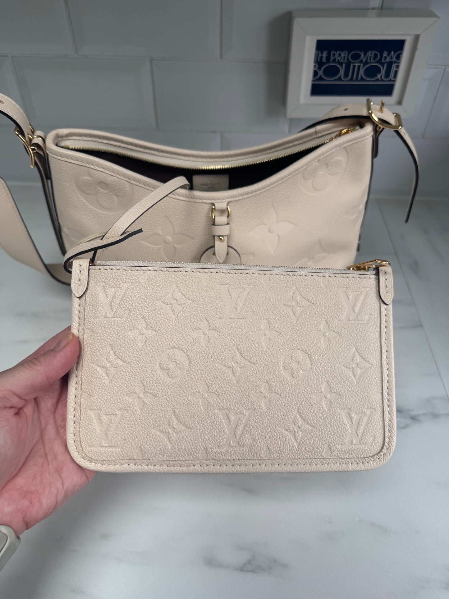 Louis Vuitton Carryall Creme Giant Monogram Emperiente PM - White