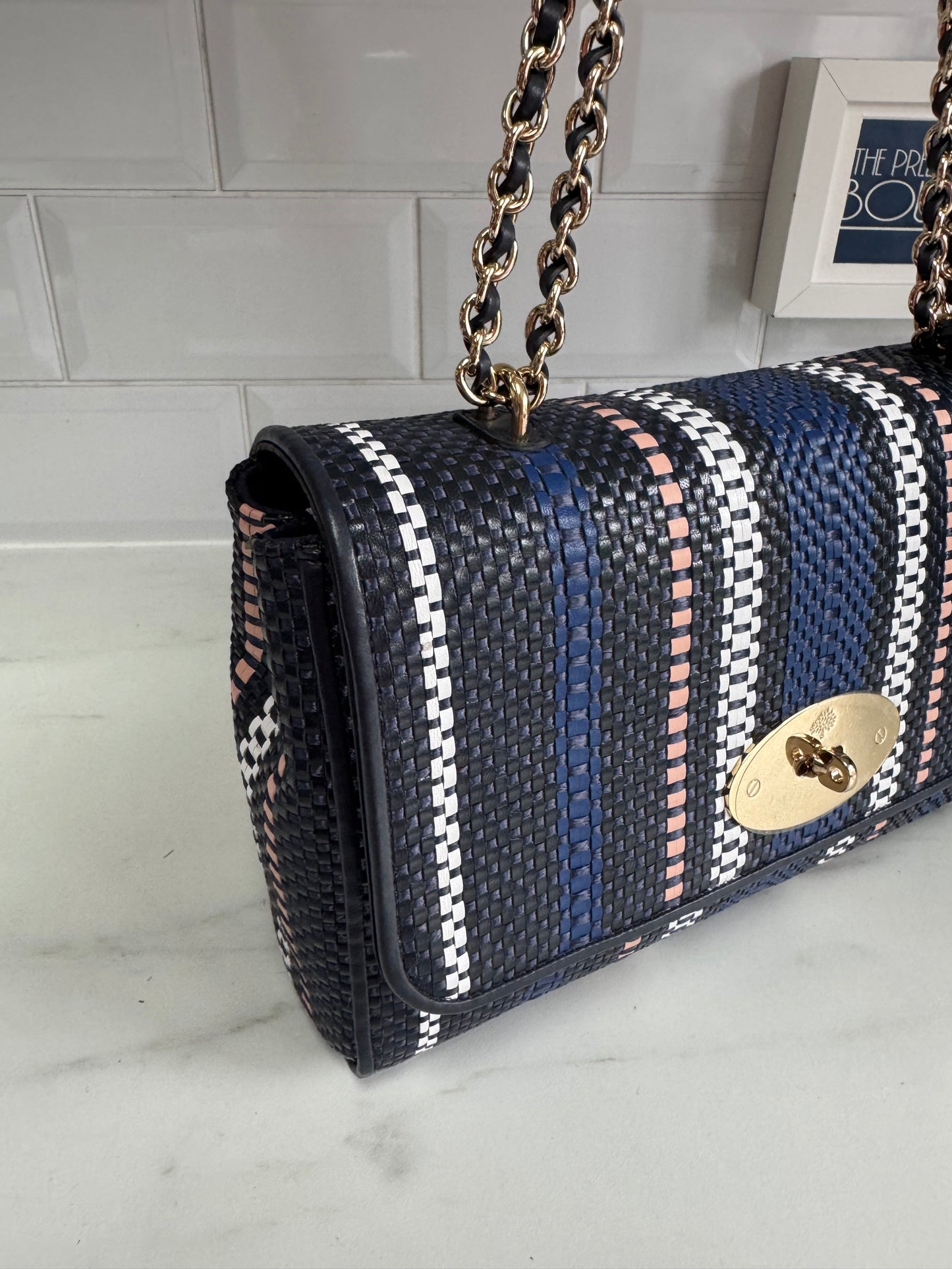 Mulberry Medium Twilight Rafia Lily - blue, pink, black and white