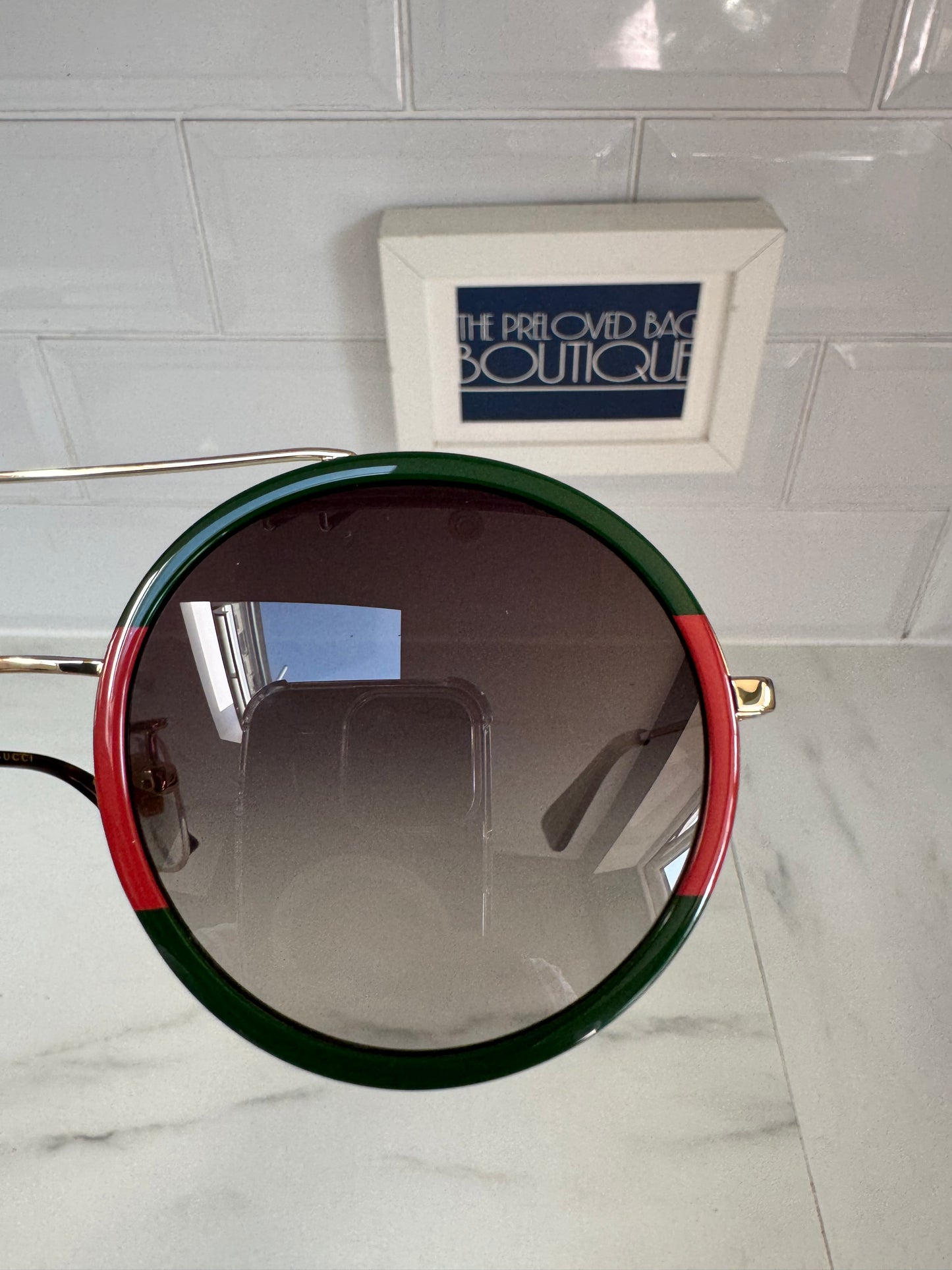 Gucci Round Sunglasses - Green and Red