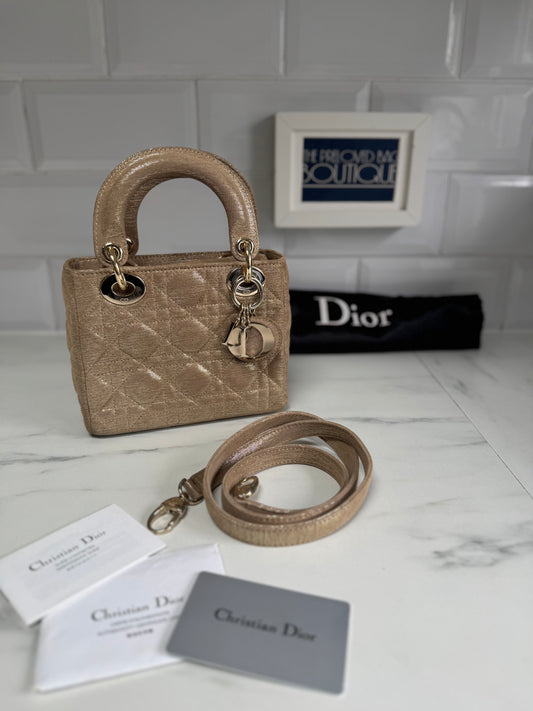 Dior Mini Lady Dior - Champagne/Gold