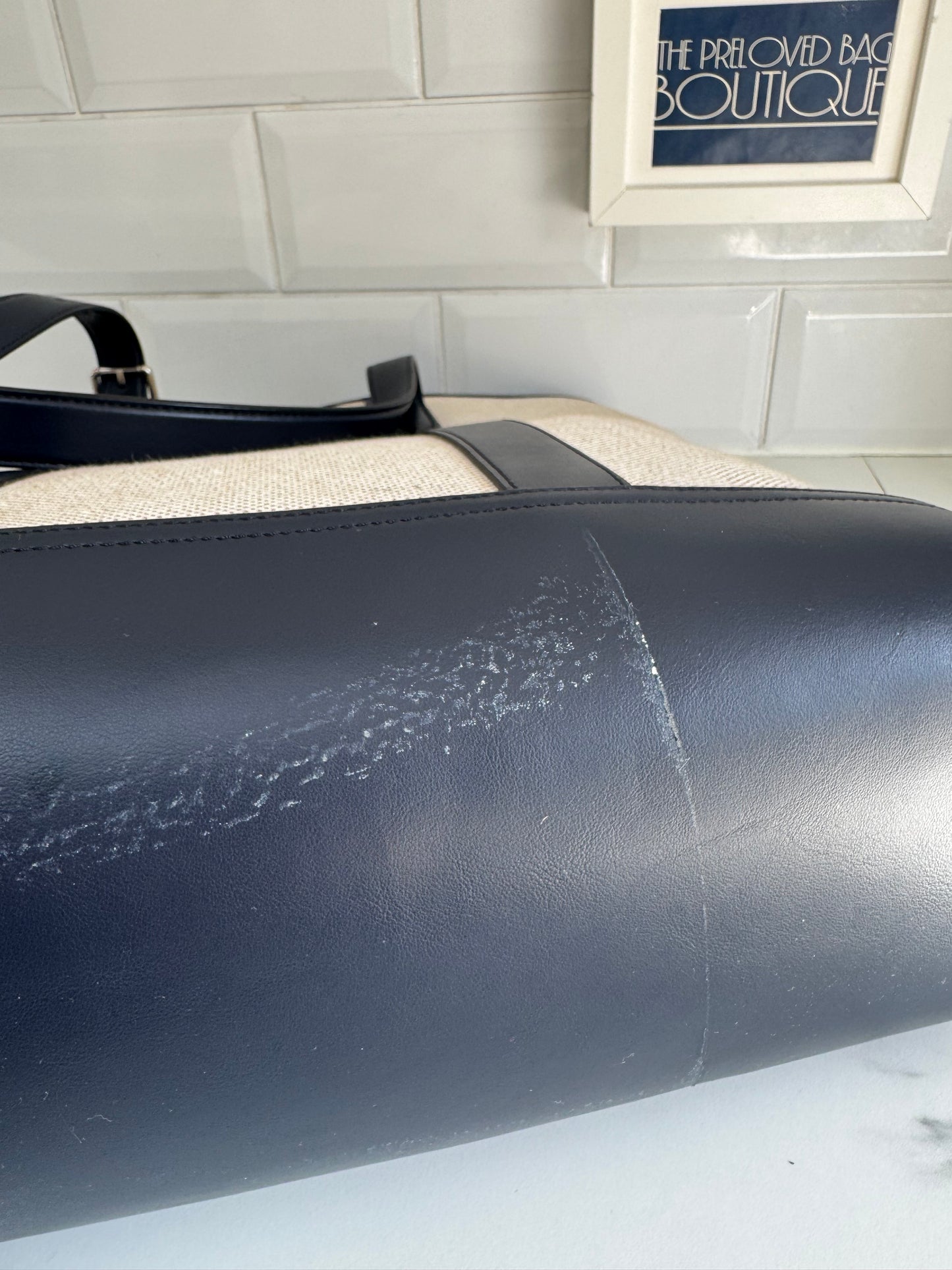Mulberry Canvas Tote Bag - Ecru and Navy