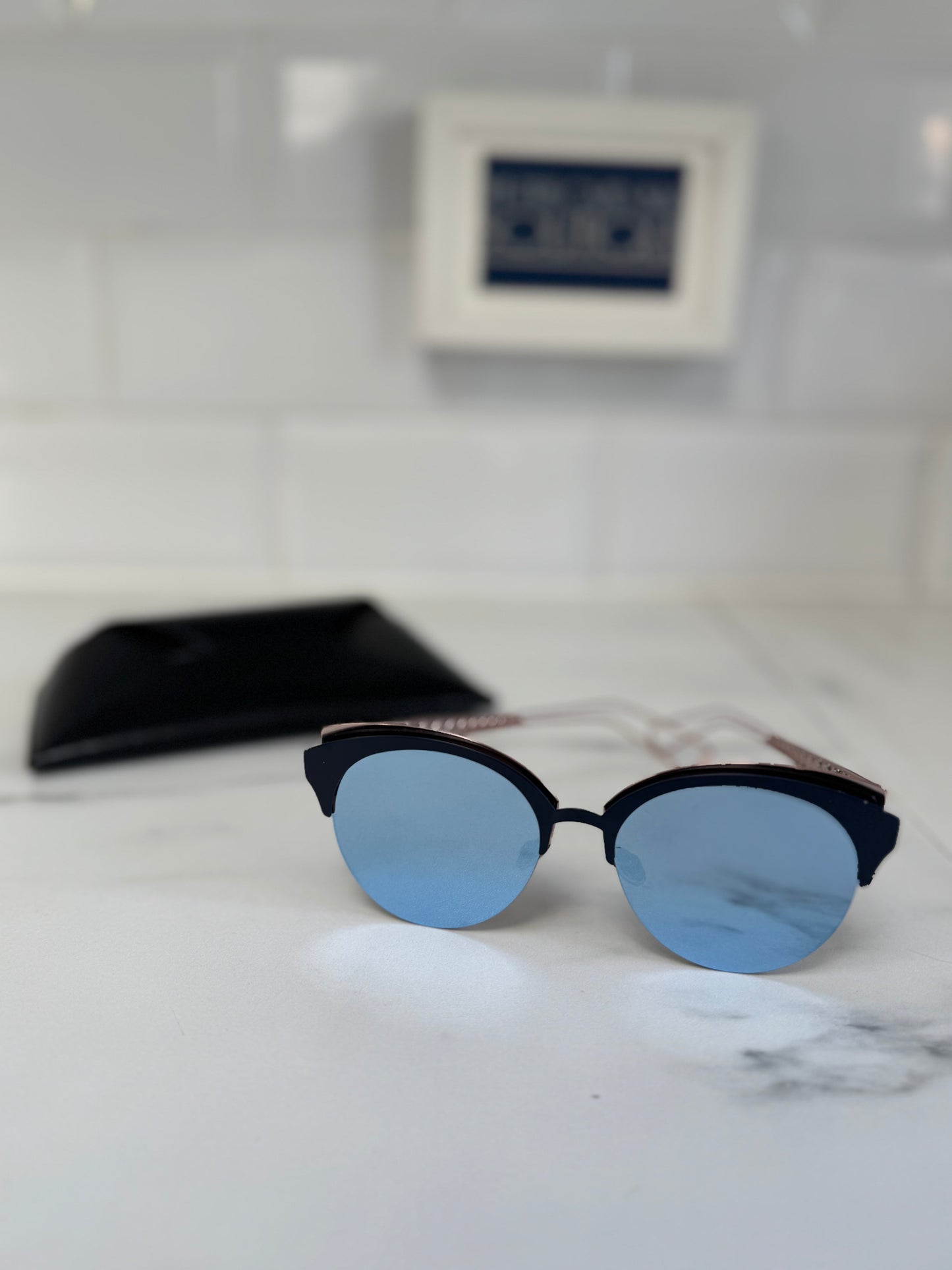 Christian Dior DioramaClub Mirrored Sunglasses - black and rose gold