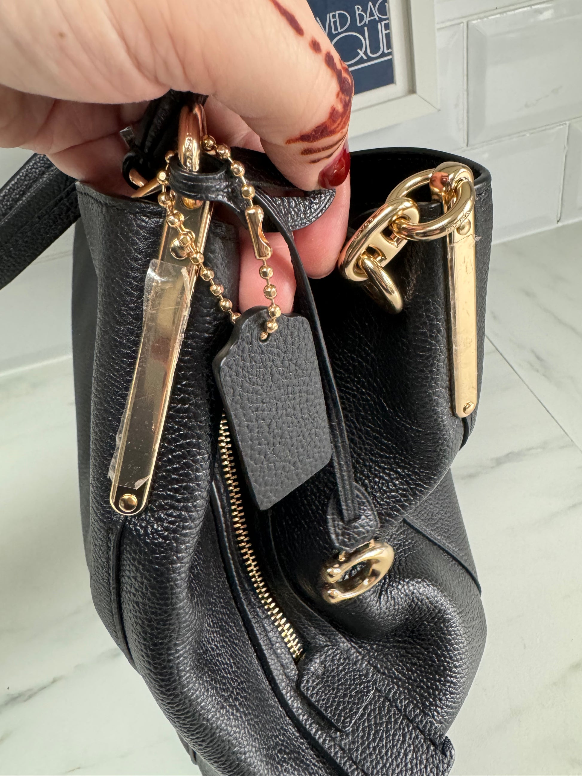 Black leather best sale coach bag