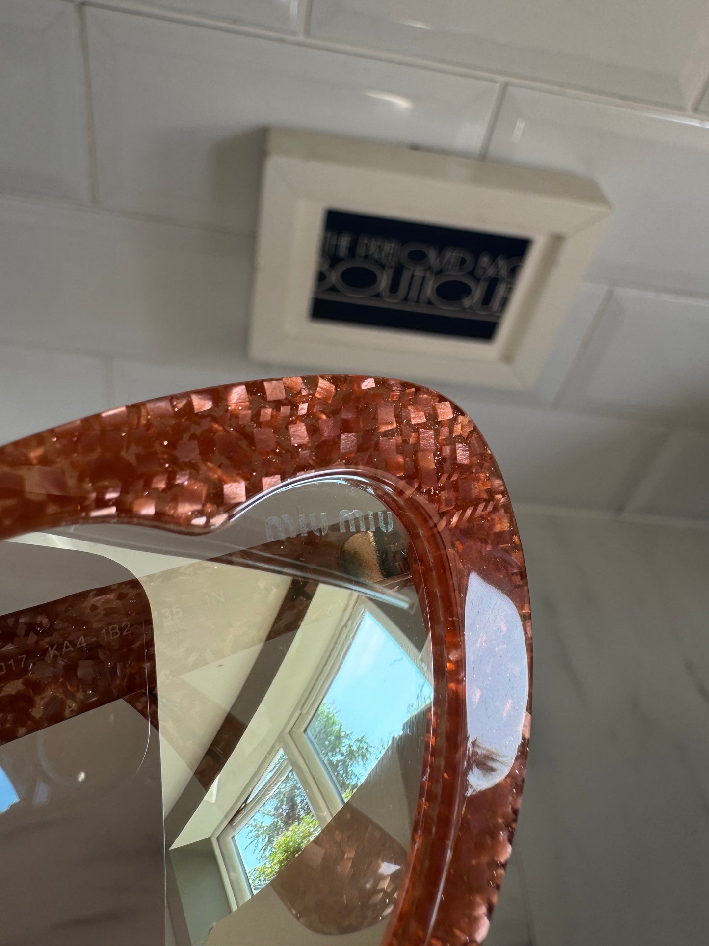 Miu Miu Cat Eye Tinted Sunglasses - pink and gold