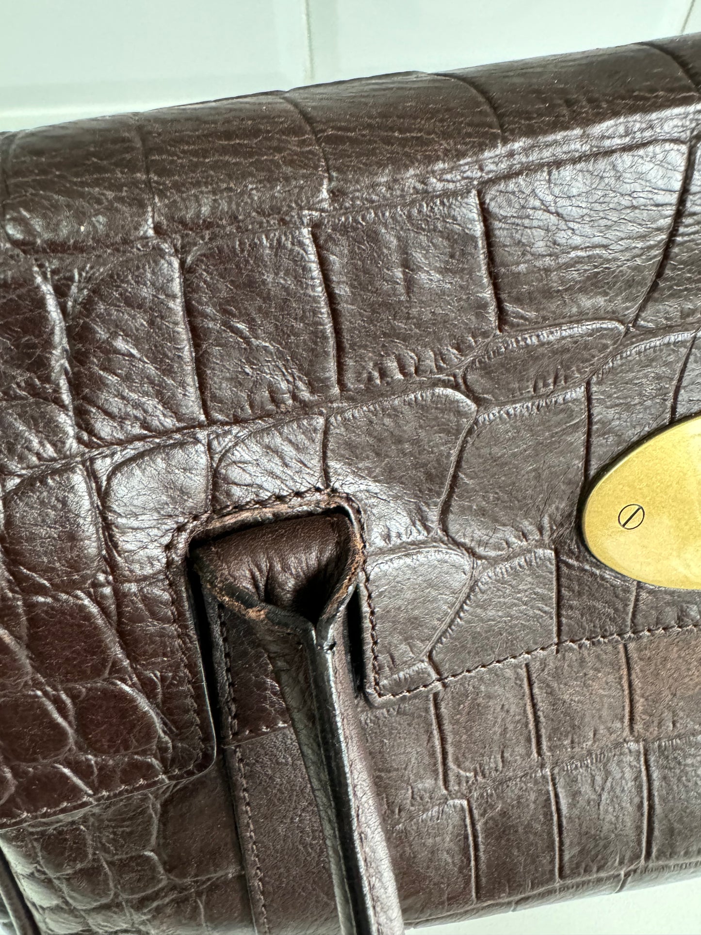 Mulberry East West Bayswater - Chocolate Croc Embossed