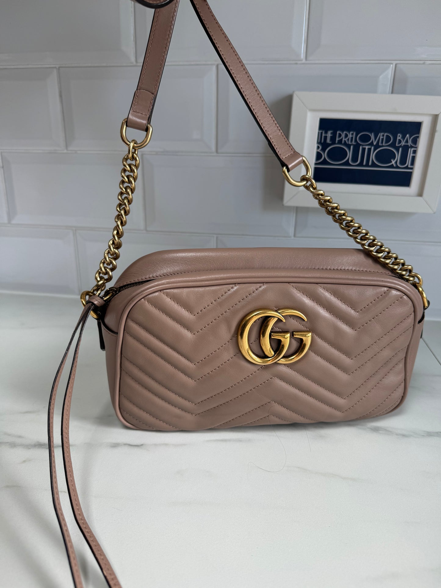 Gucci Marmont Shoulder Bag - Nude