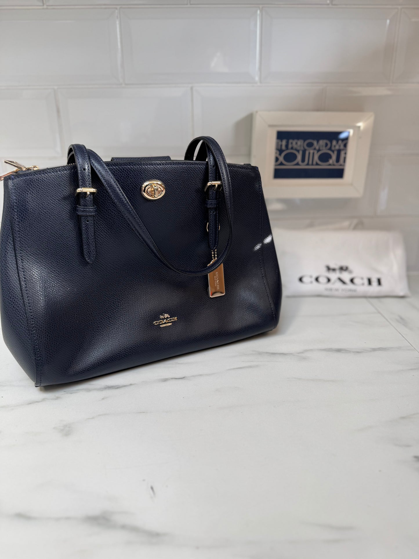 Coach Turnlock Carryall - Navy