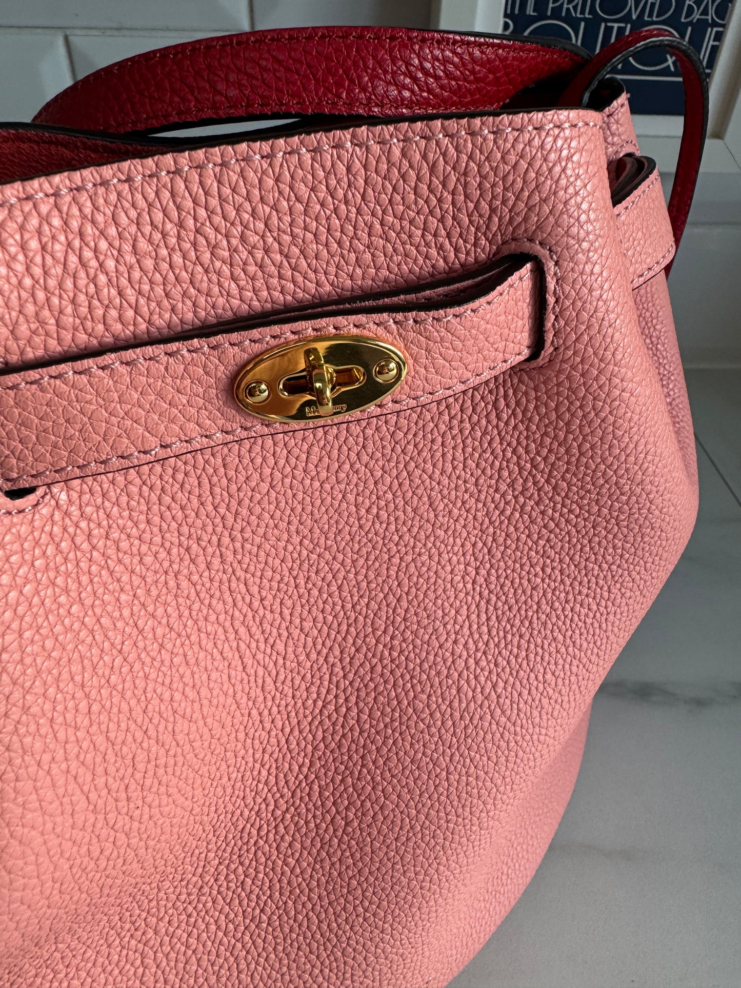 Mulberry Abbey Bucket Bag - Macaroon Pink & Red