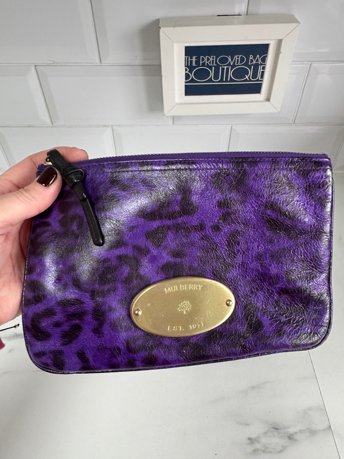 Mulberry Mitzy Zip Top Pouch - Purple Animal sprint