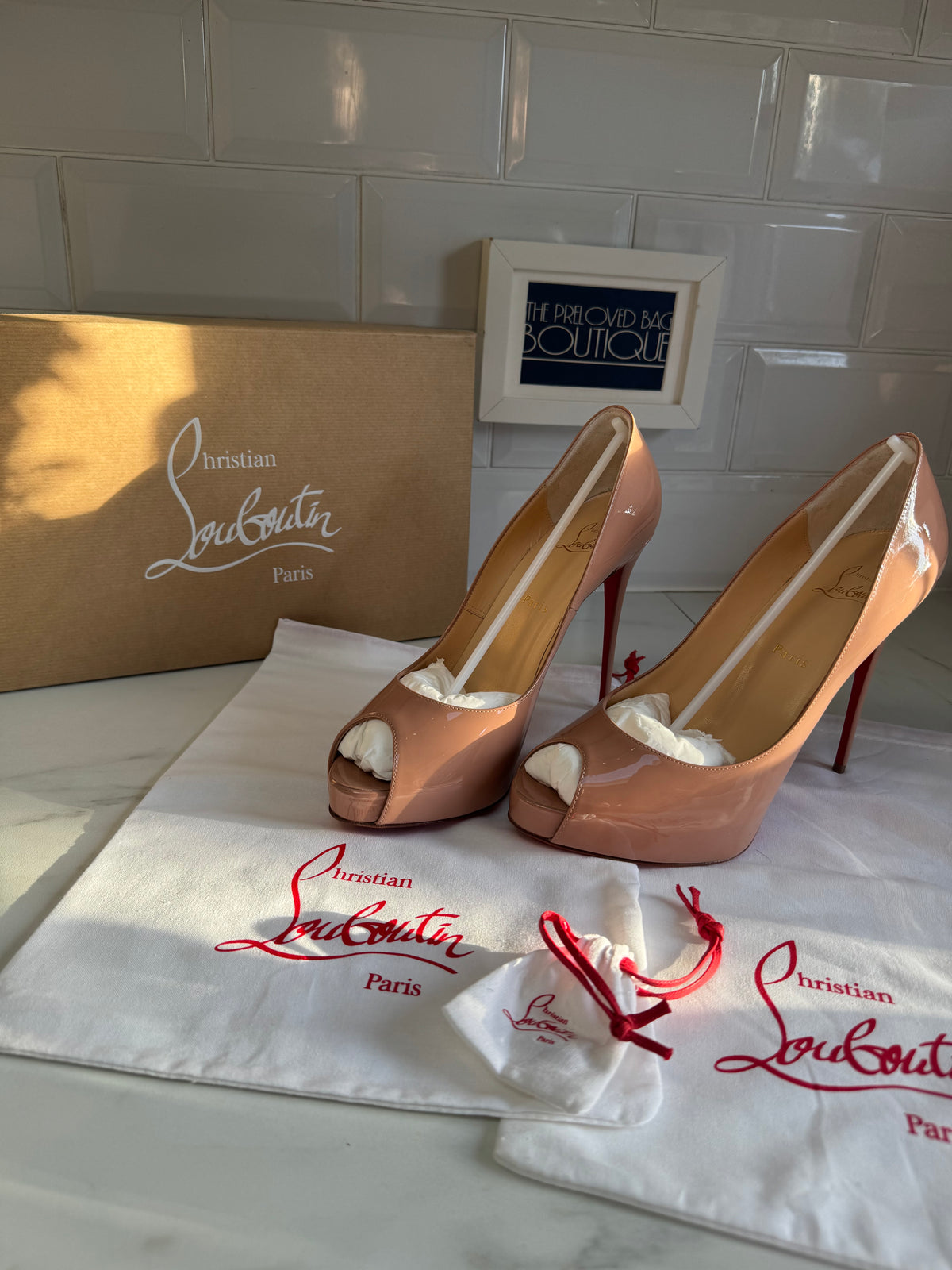 Christian Louboutin New Very Privé 120mm Open Toe Pumps - Nude