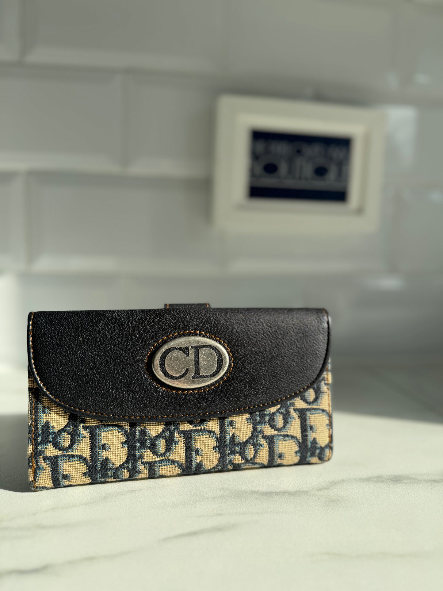 Christian Dior Trotter Jacquard Purse - Navy