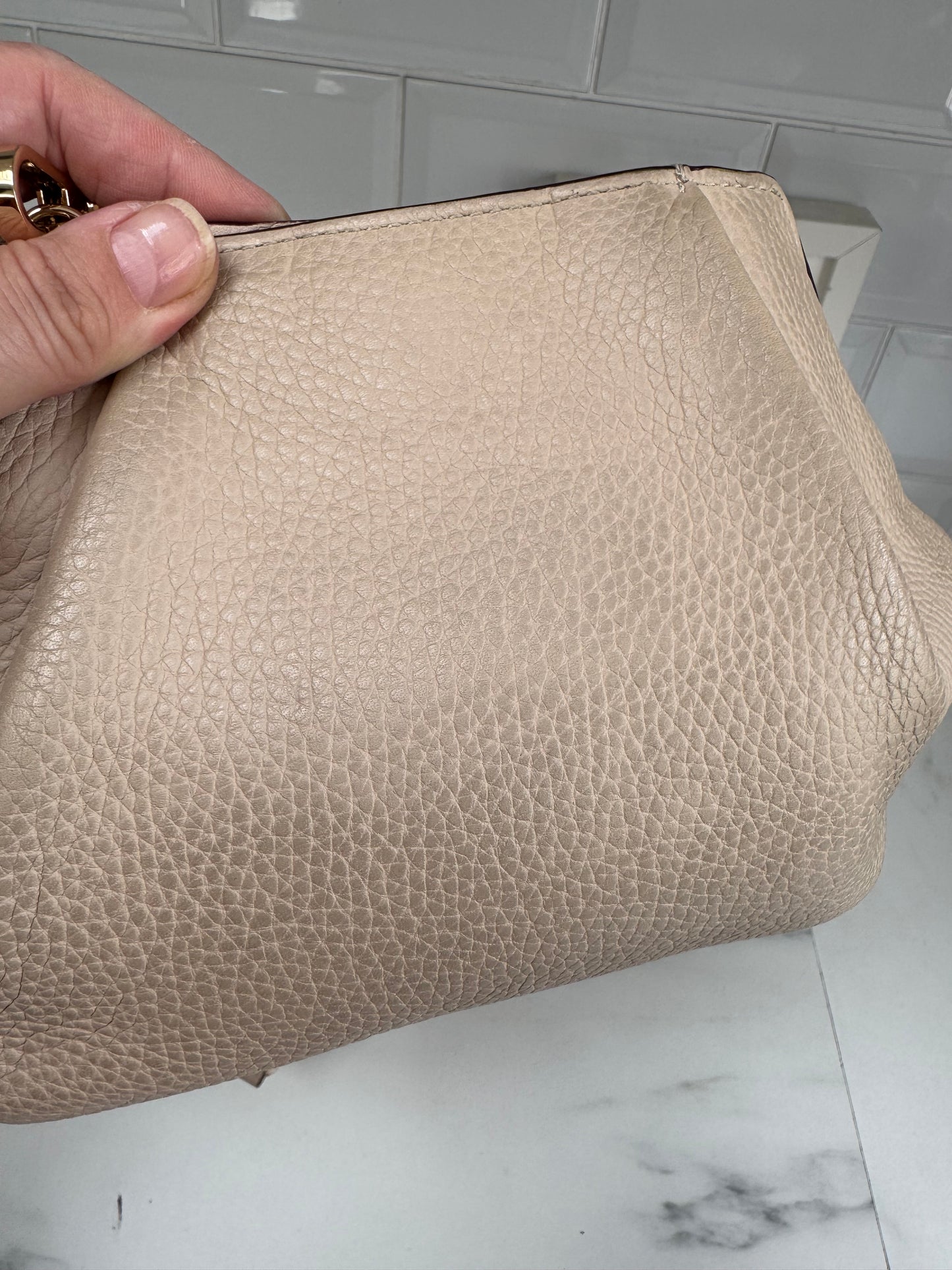 Strathberry Osette Drawstring Pouch Cross Body - Nude