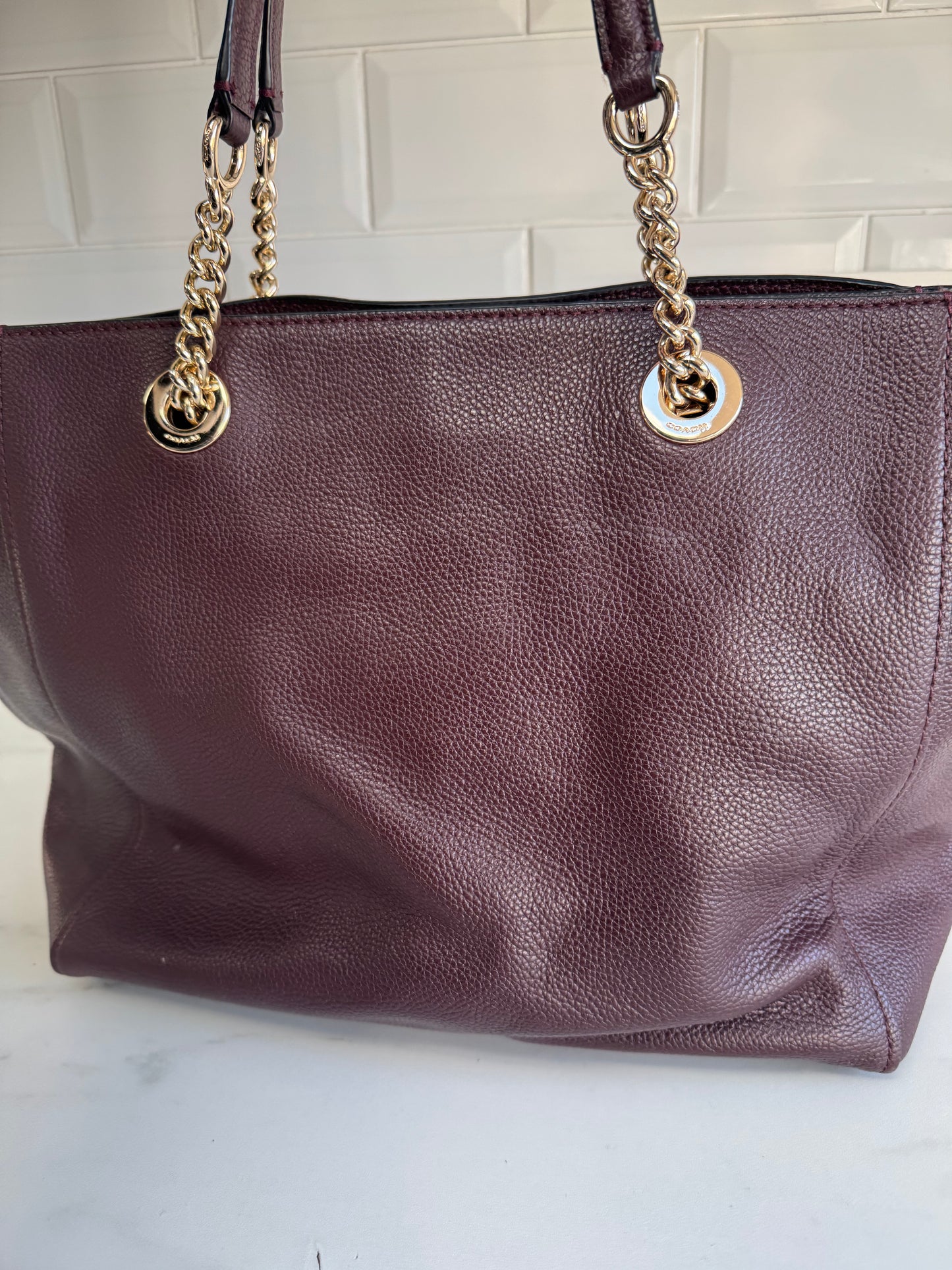 Coach Turnlock Tote - Burgundy