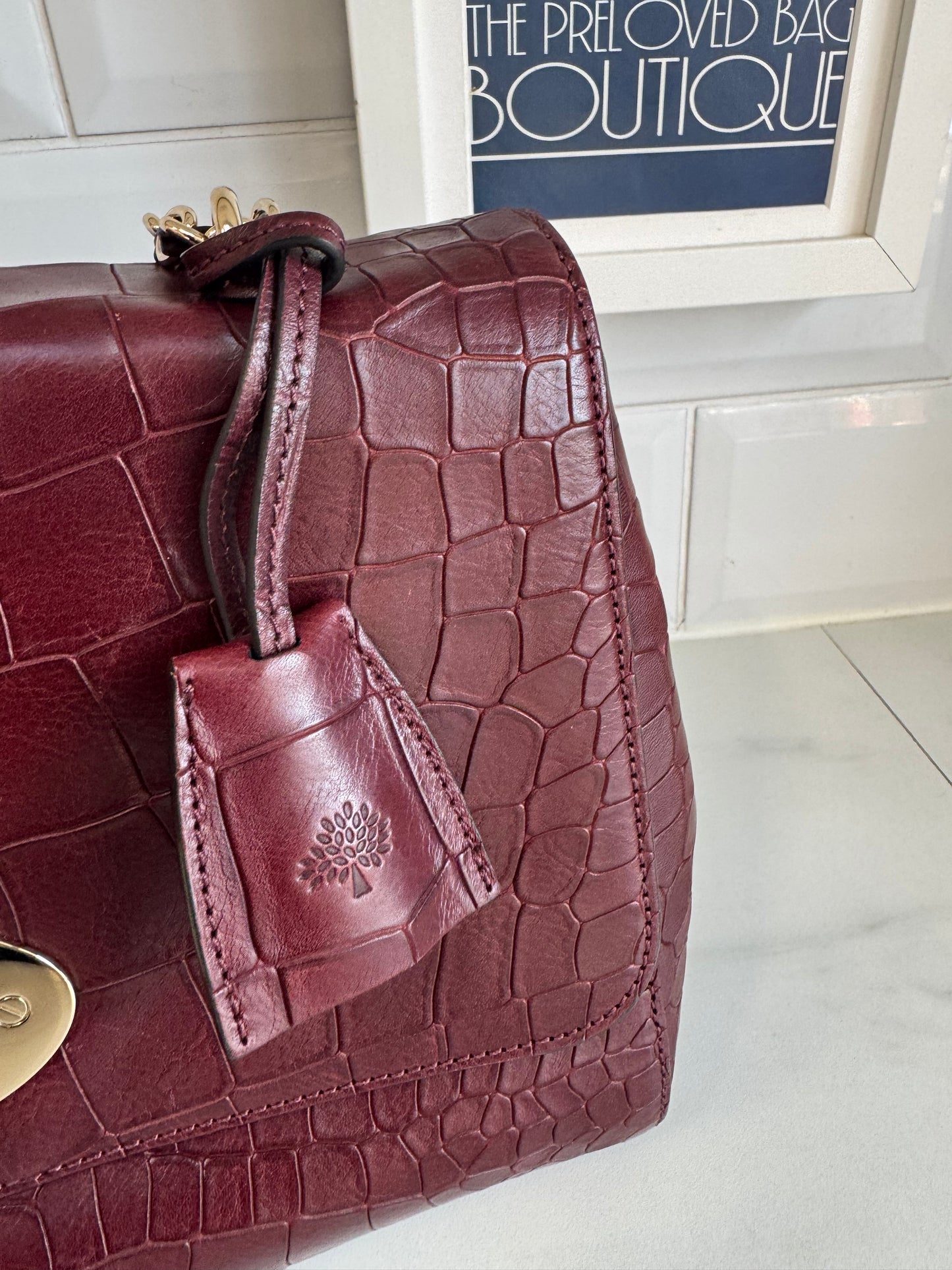 Mulberry Medium Lily - Oxblood Croc Embossed