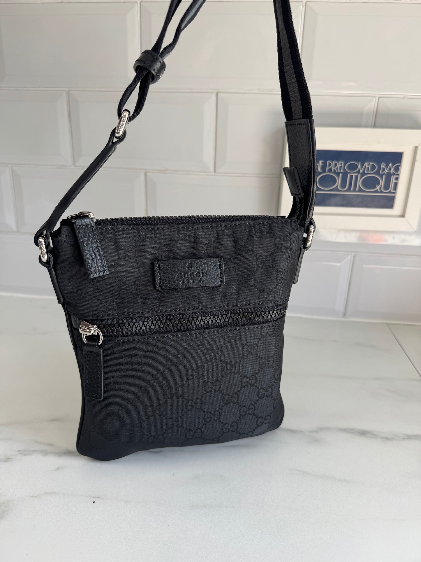 Gucci Nylon Mini Flat Messenger - Black
