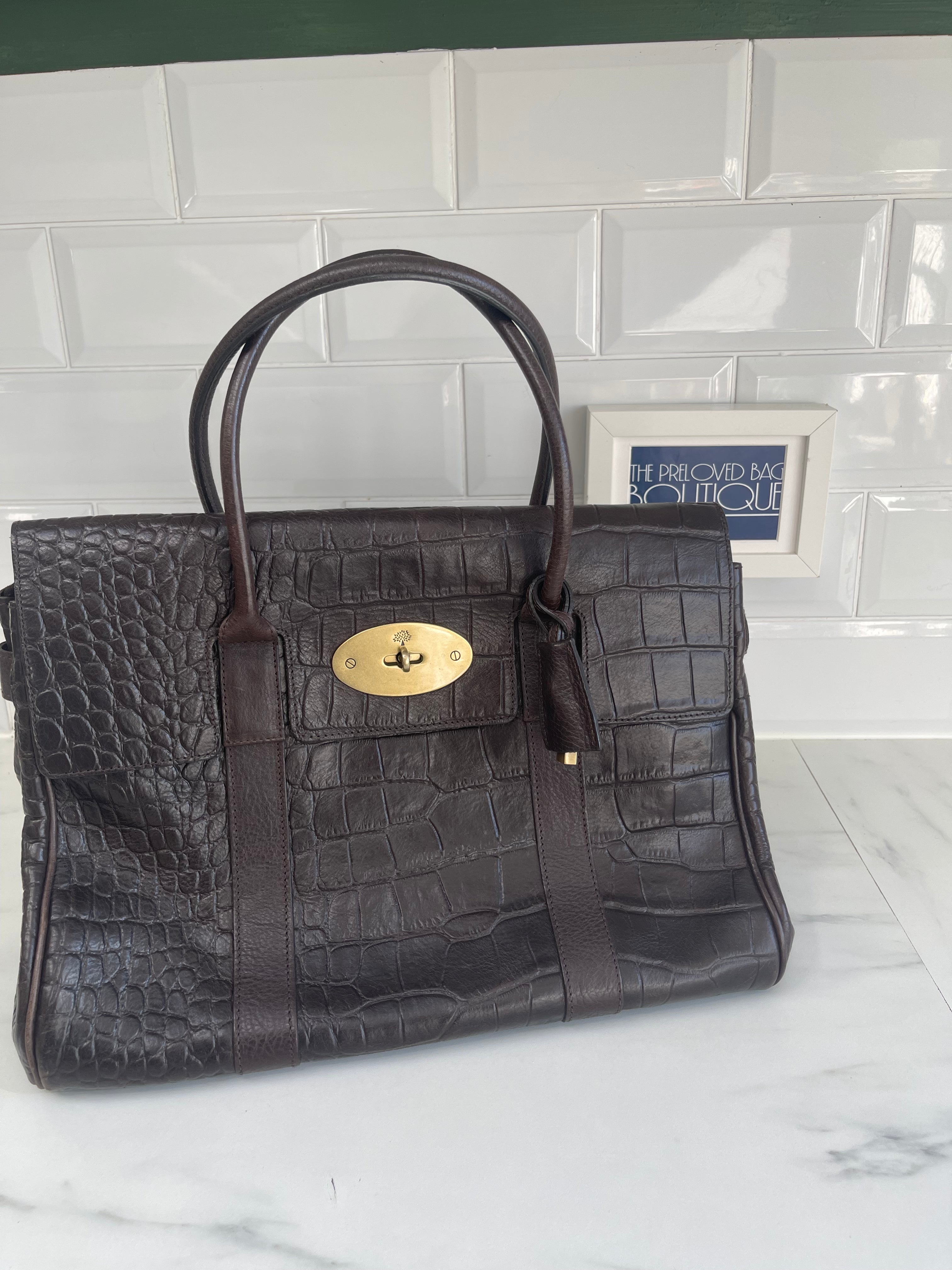 Mulberry Croc Embossed Bayswater Chocolate Brown The Preloved