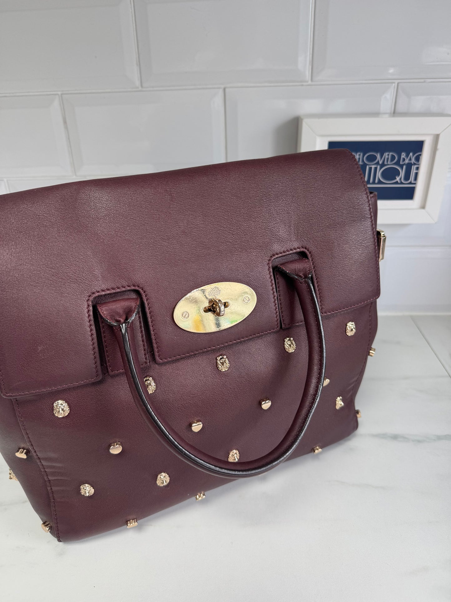 Mulberry Medium Limited Edition Cara  Delevingne Lion and Heart Rivet Backpack - Oxblood