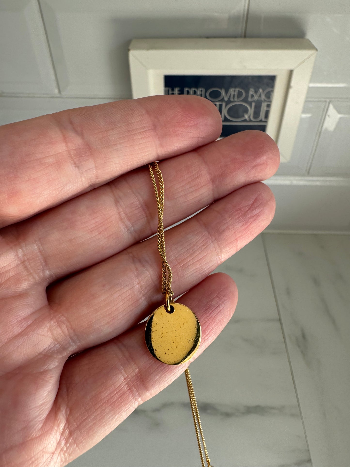 Christian Dior Vintage Logo Disc Necklace - Gold