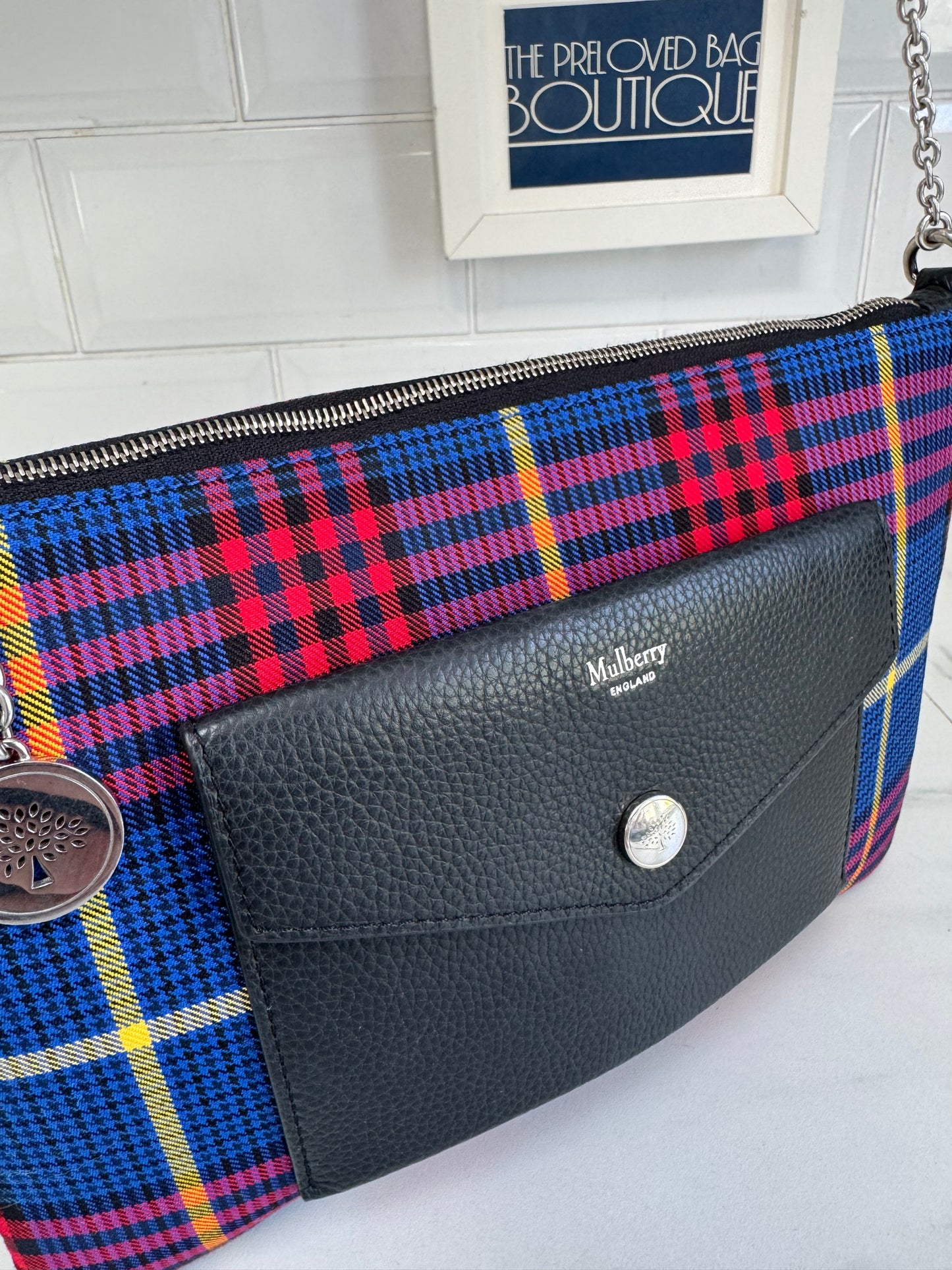 Mulberry Tartan Pouch - Blue Yellow and Red