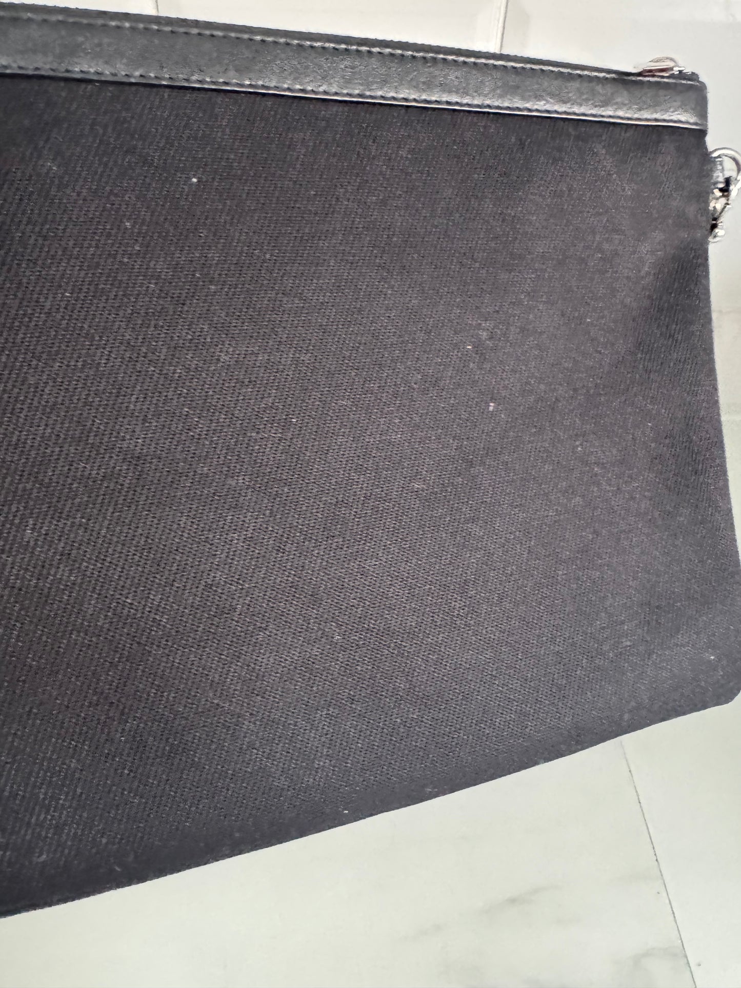 Saint Laurent (YSL) Rive Gauche Wristlet Pouch - Black and White
