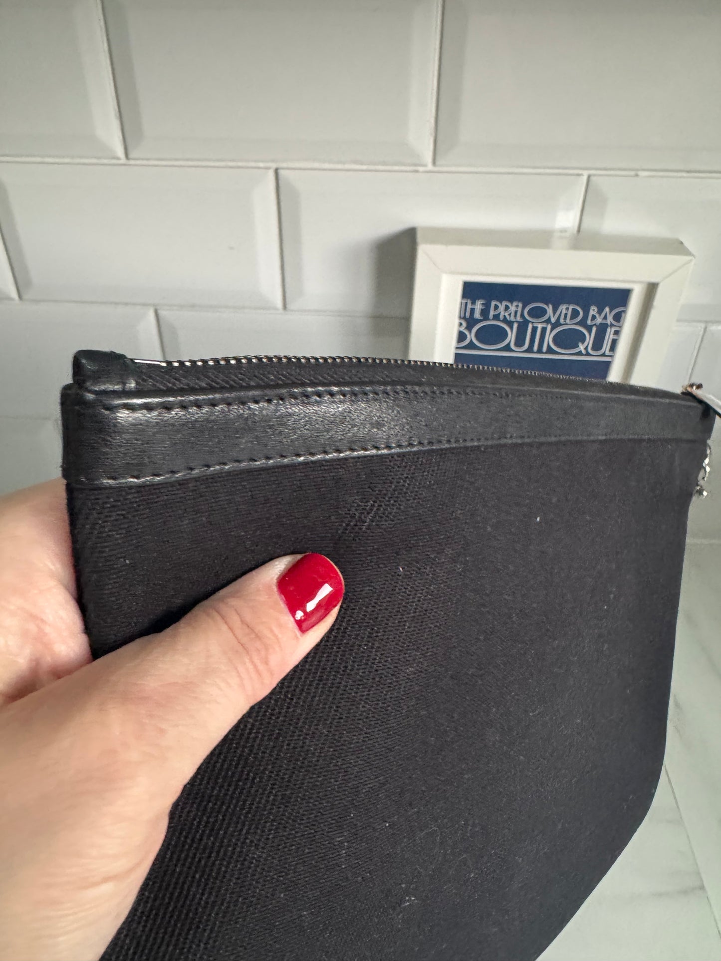 Saint Laurent (YSL) Rive Gauche Wristlet Pouch - Black and White