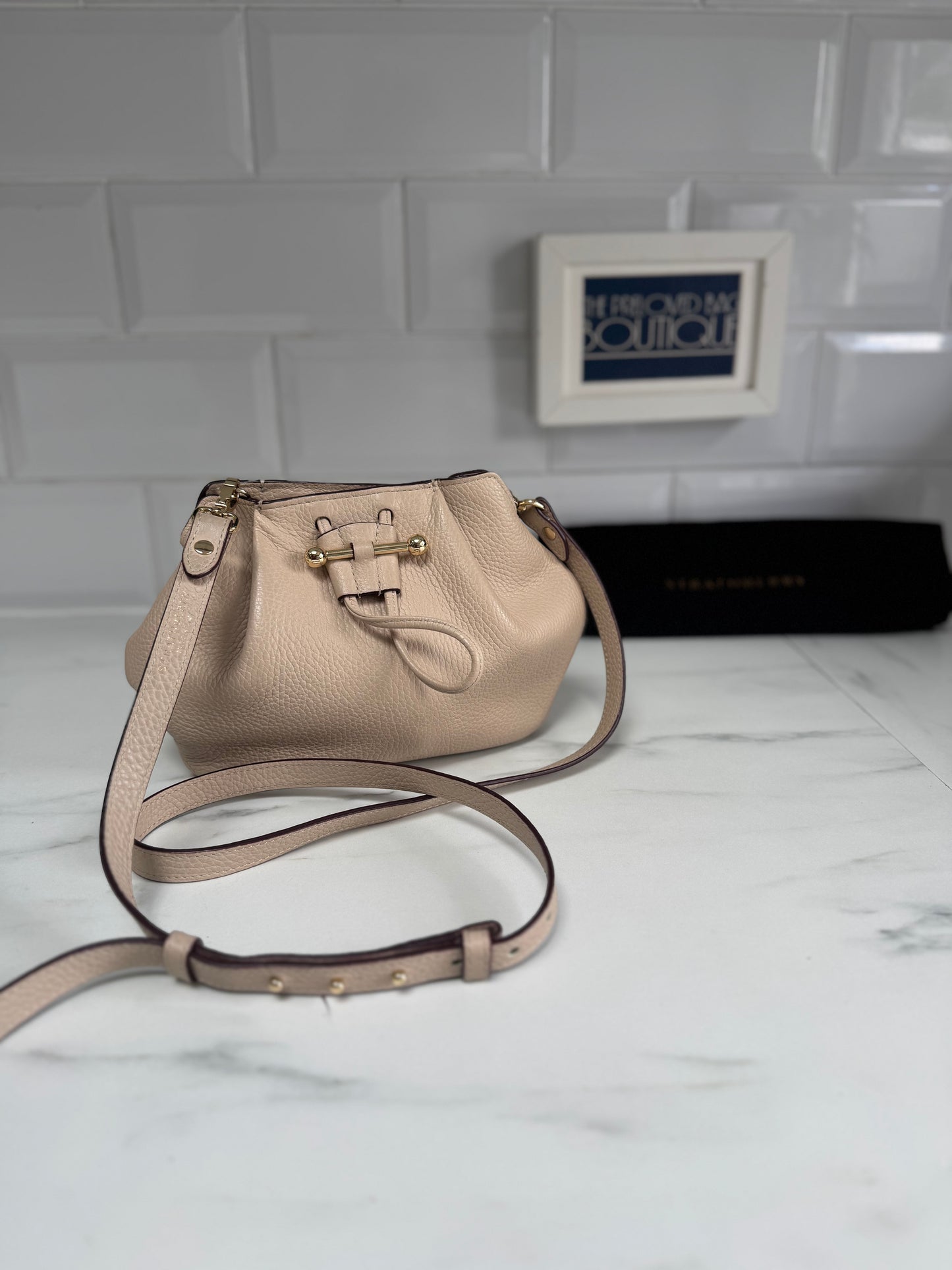 Strathberry Osette Drawstring Pouch Cross Body - Nude