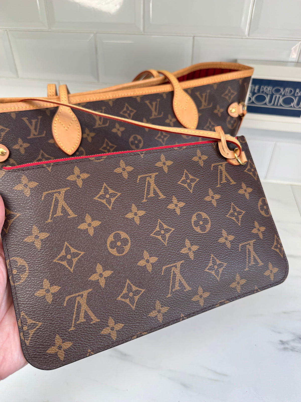 Louis Vuitton MM Neverfull & Pouch- Monogram Cerises