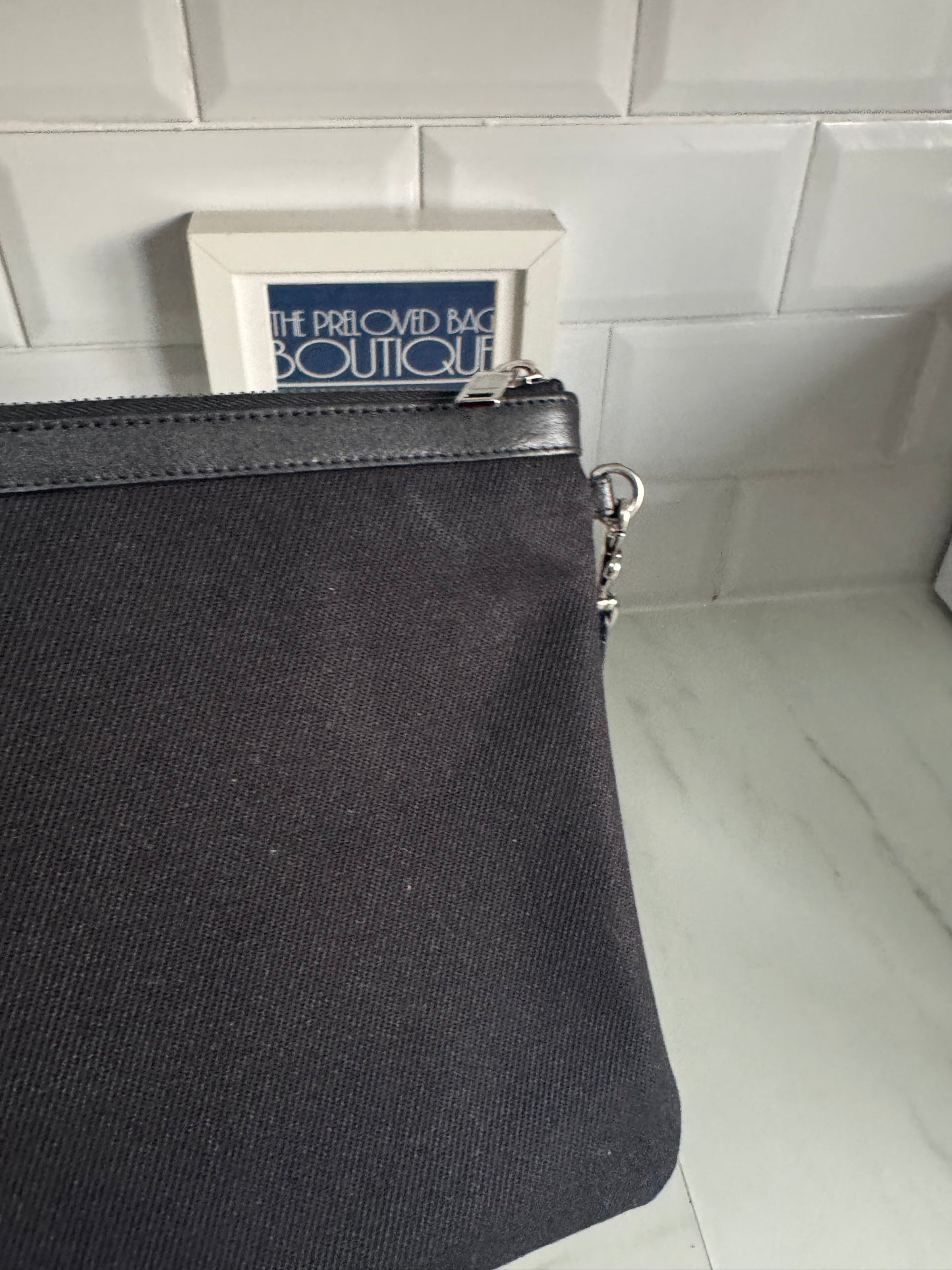 Saint Laurent (YSL) Rive Gauche Wristlet Pouch - Black and White