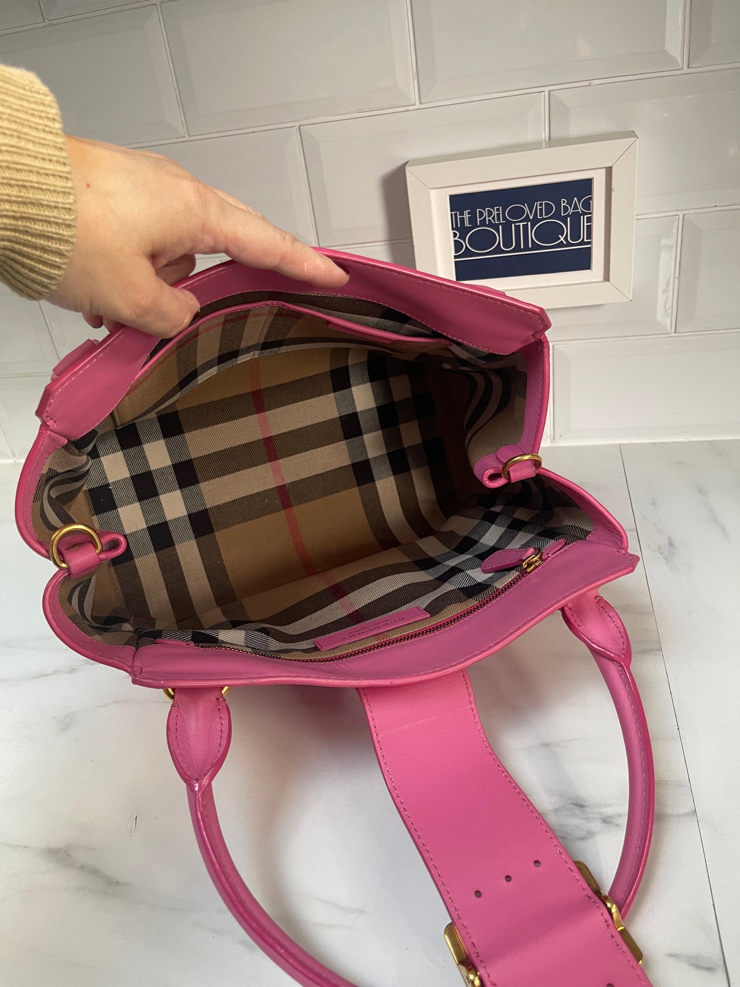 Burberry Medium Buckle Tote - Pink