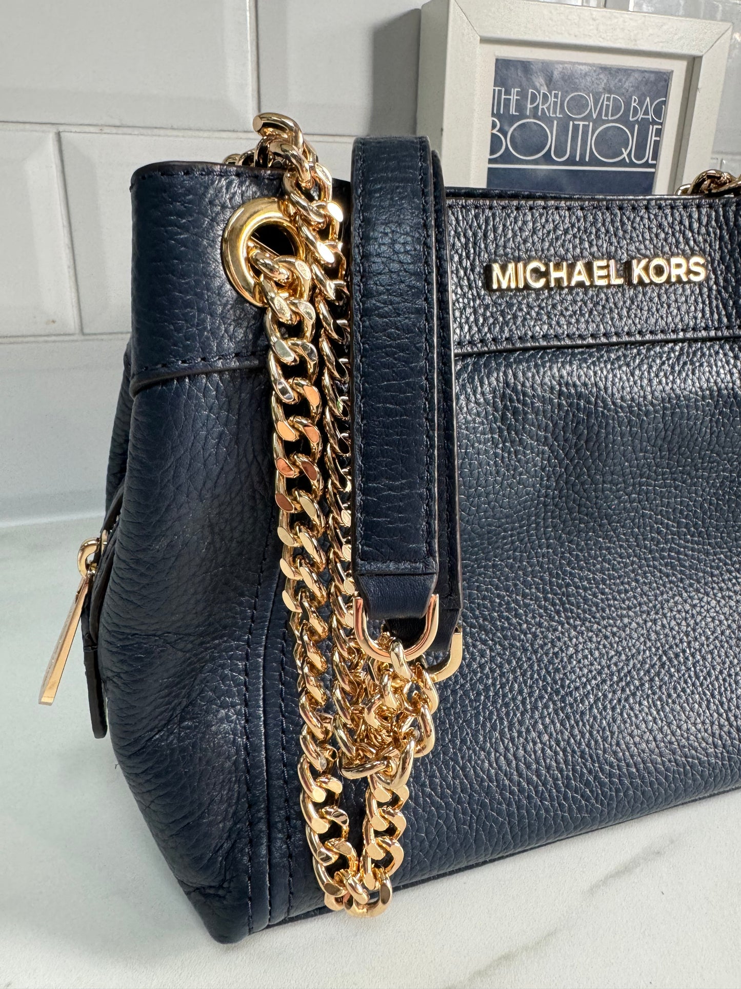 Michael Kors Jet Set Medium Shoulder Bag - Navy Blue